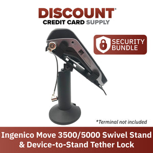 Ingenico Move/3500/5000 Swivel and Tilt Terminal Stand with Device to Stand Security Tether Lock, Two Keys 8" (Black) - DCCSUPPLY.COM