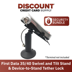First Data FD35 / FD40 Swivel and Tilt Stand with Device to Stand Security Tether Lock, Two Keys 8" (Black) - DCCSUPPLY.COM