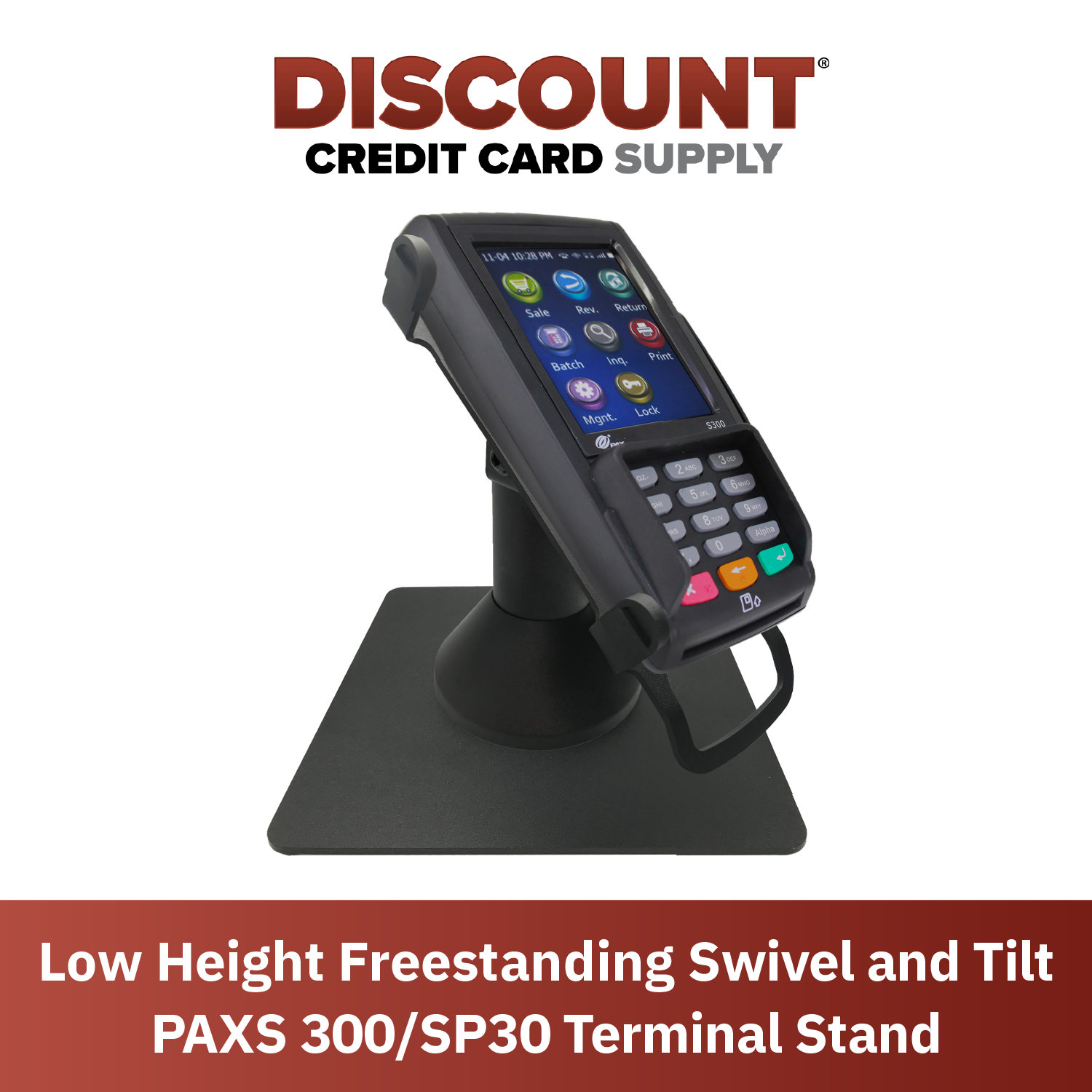 PAX S300 / SP30 Low Profile Swivel and Tilt Freestanding Metal Stand with Square Plate - DCCSUPPLY.COM