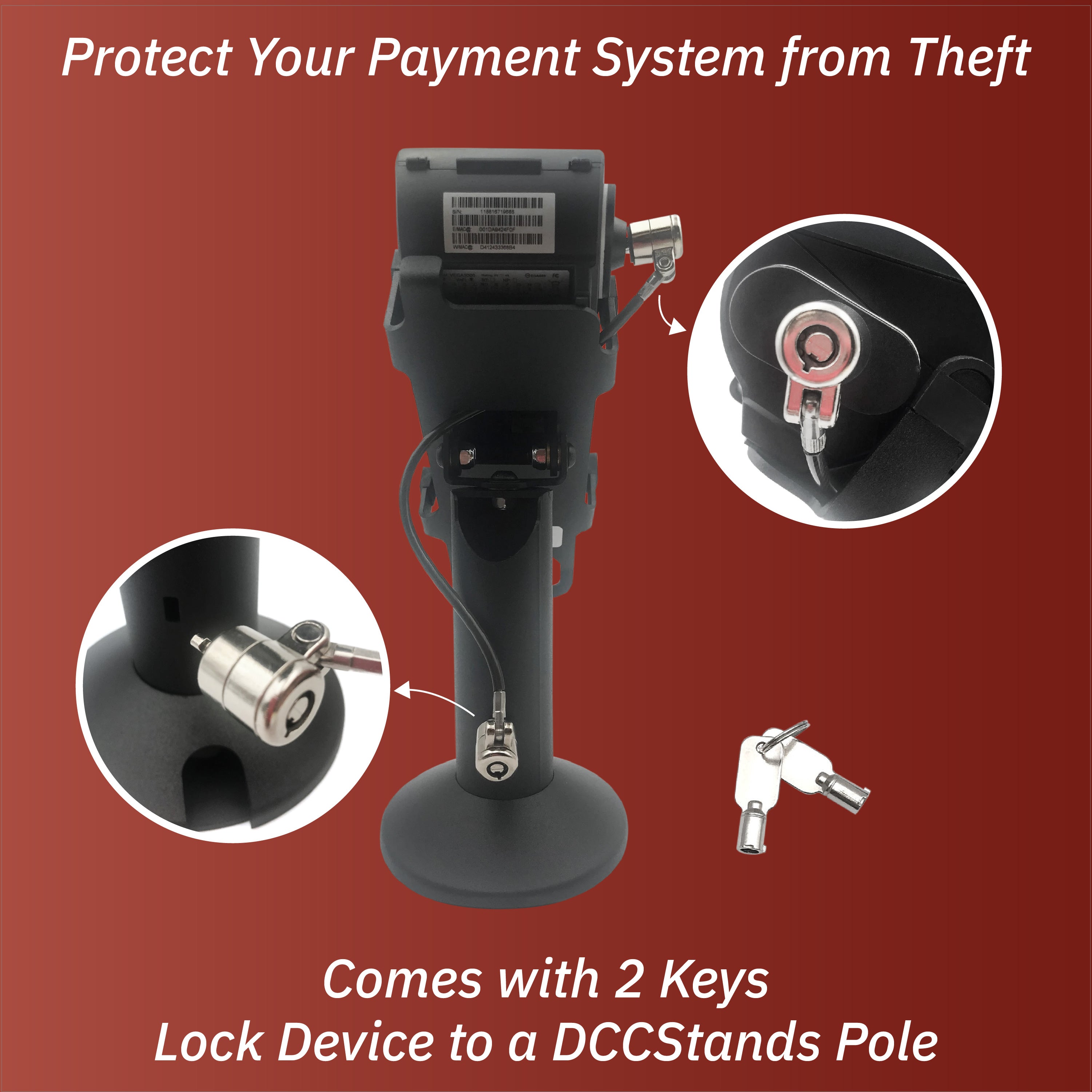 Device to Stand Security Tether Lock , Two Keys 8" (Black) - DCCSUPPLY.COM