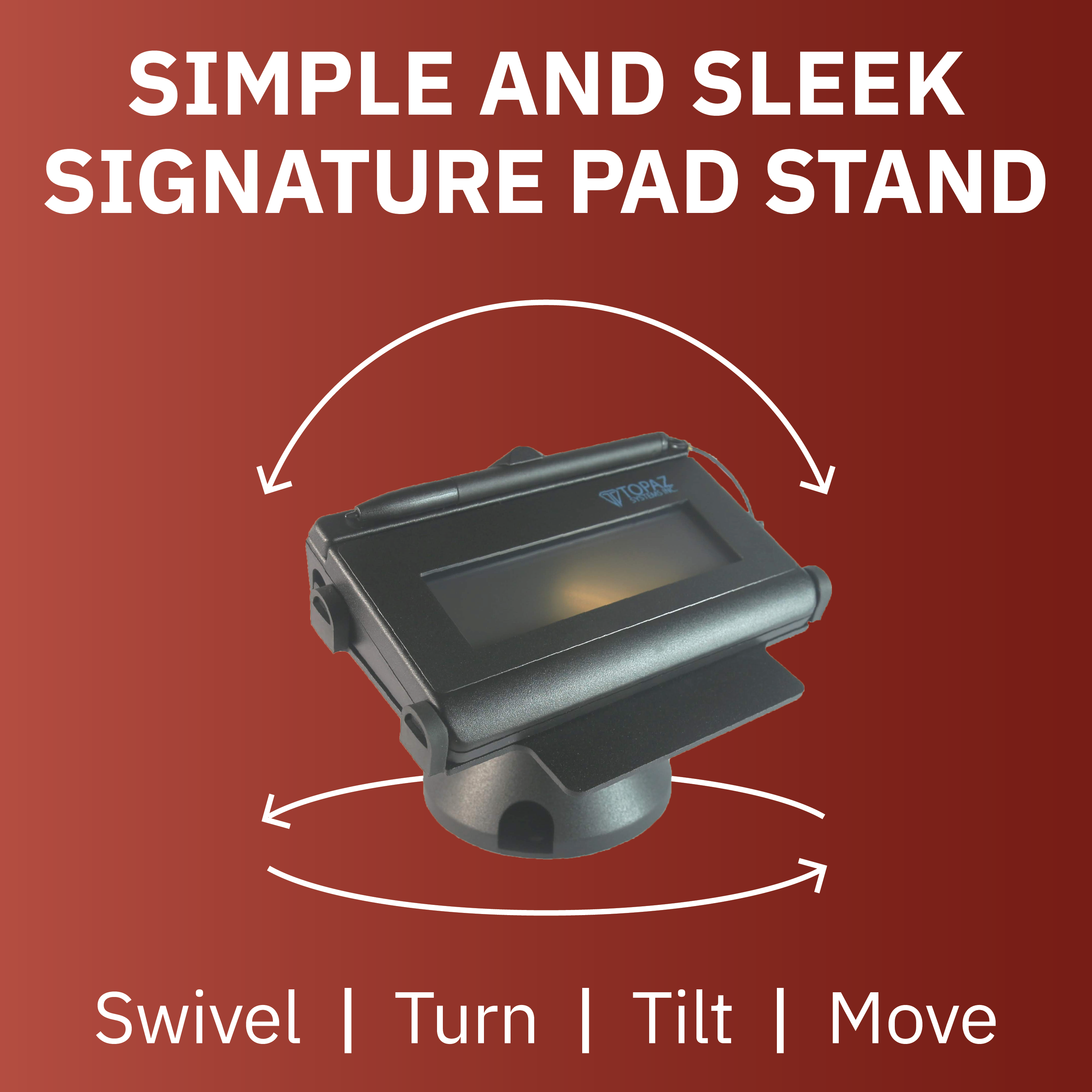 Topaz Signature Pad Low Profile Swivel and Tilt Metal Stand - DCCSUPPLY.COM
