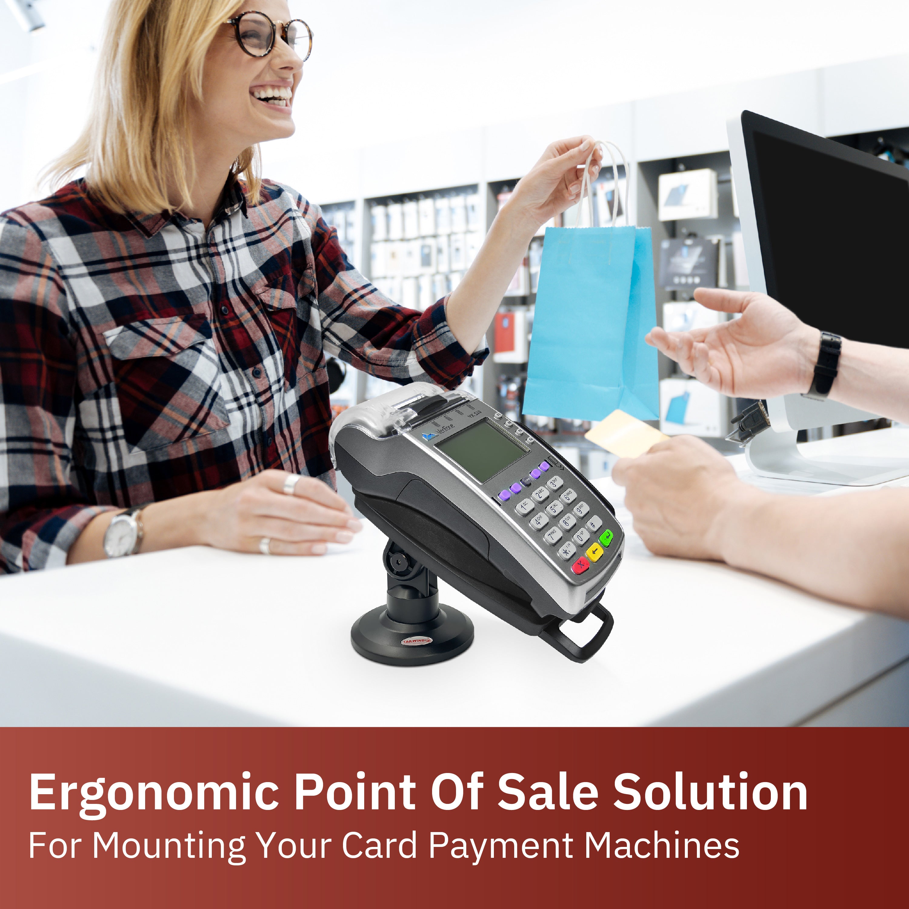 Verifone Vx520 EMV CTLS 3" Compact Pole Mount Terminal Stand (ASS90121) - DCCSUPPLY.COM