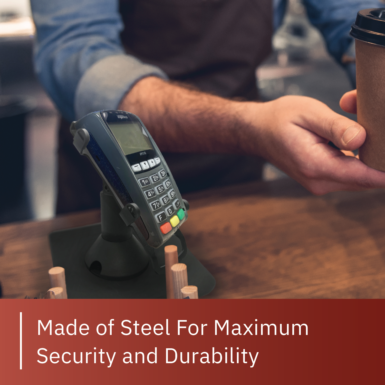 Ingenico IPP310 / IPP320 / IPP350 Low Profile Swivel and Tilt Freestanding Metal Stand with Square Plate - DCCSUPPLY.COM