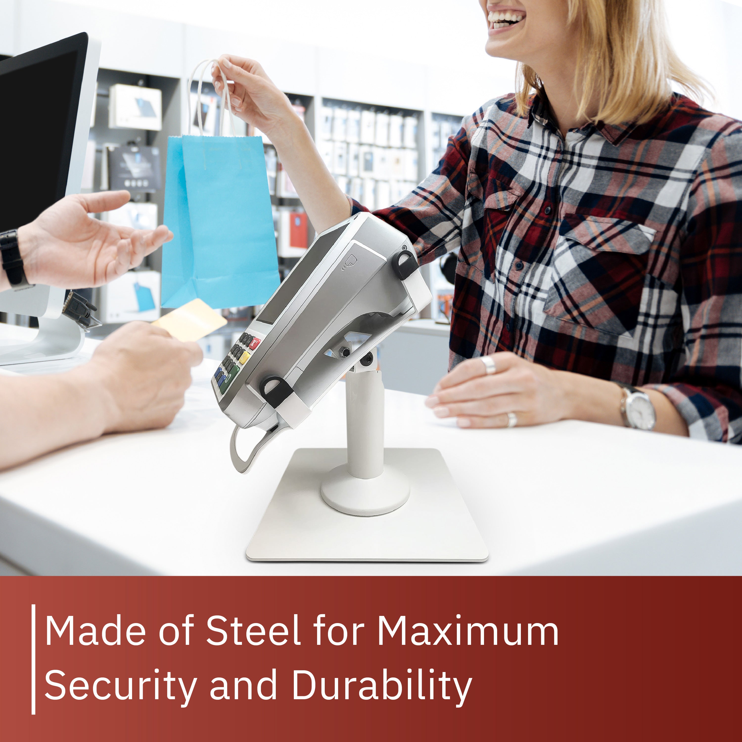 PAX A80 White Freestanding Swivel and Tilt Metal Stand - DCCSUPPLY.COM