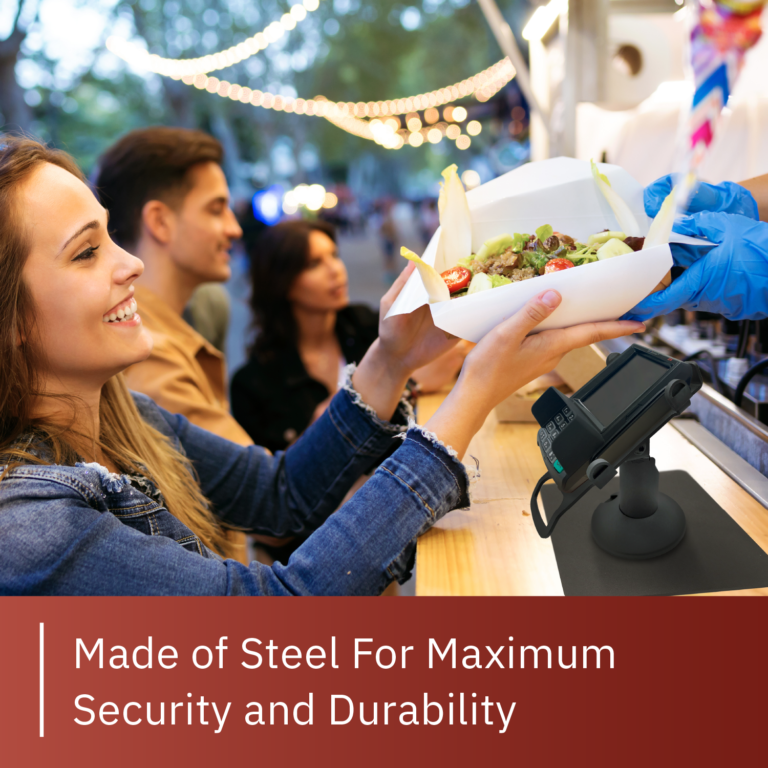 Dejavoo Z3/Z6 Low Profile Black Swivel and Tilt Freestanding Metal Stand with Square Plate - DCCSUPPLY.COM