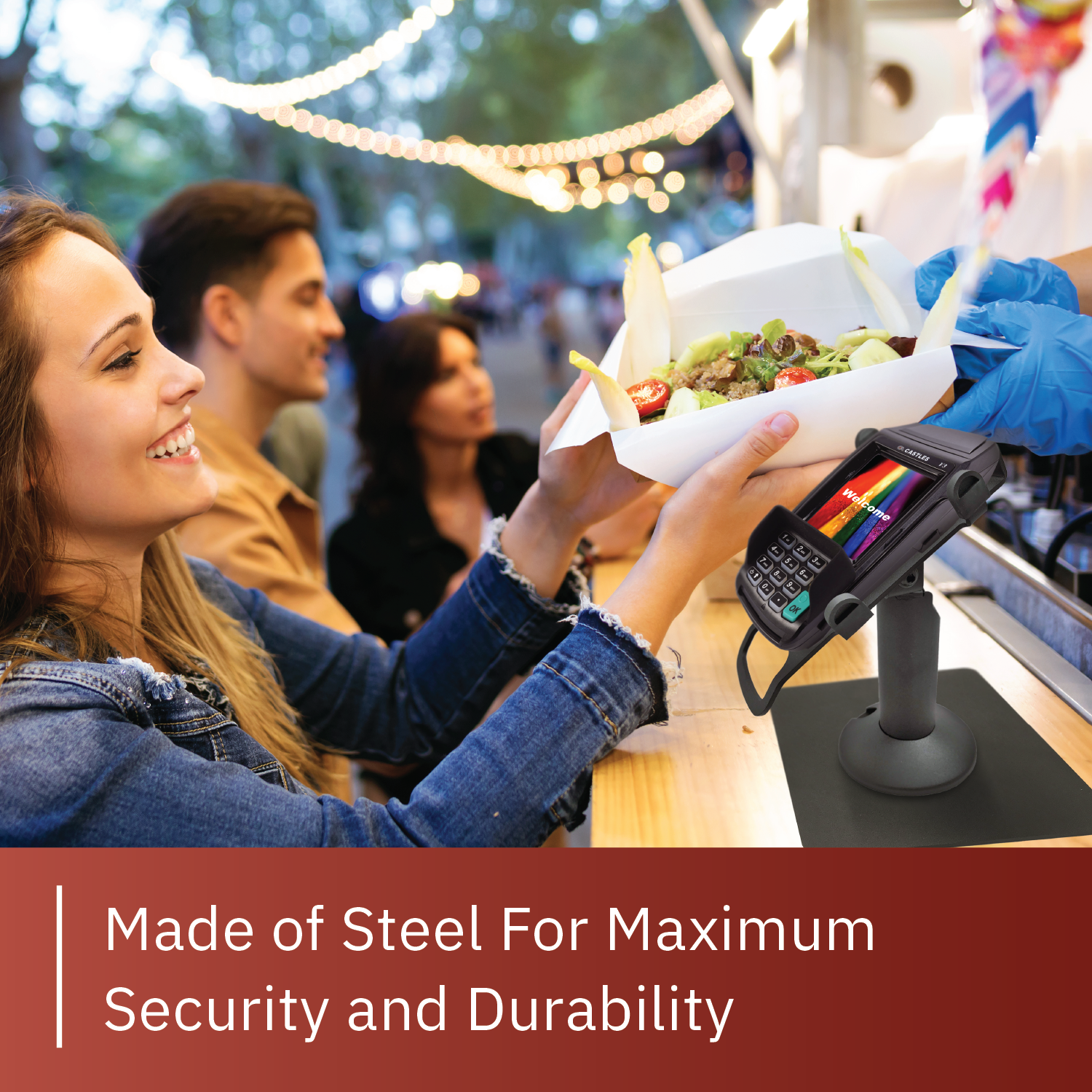 Castles Vega3000 PIN Pad Freestanding Swivel and Tilt Metal Stand - DCCSUPPLY.COM