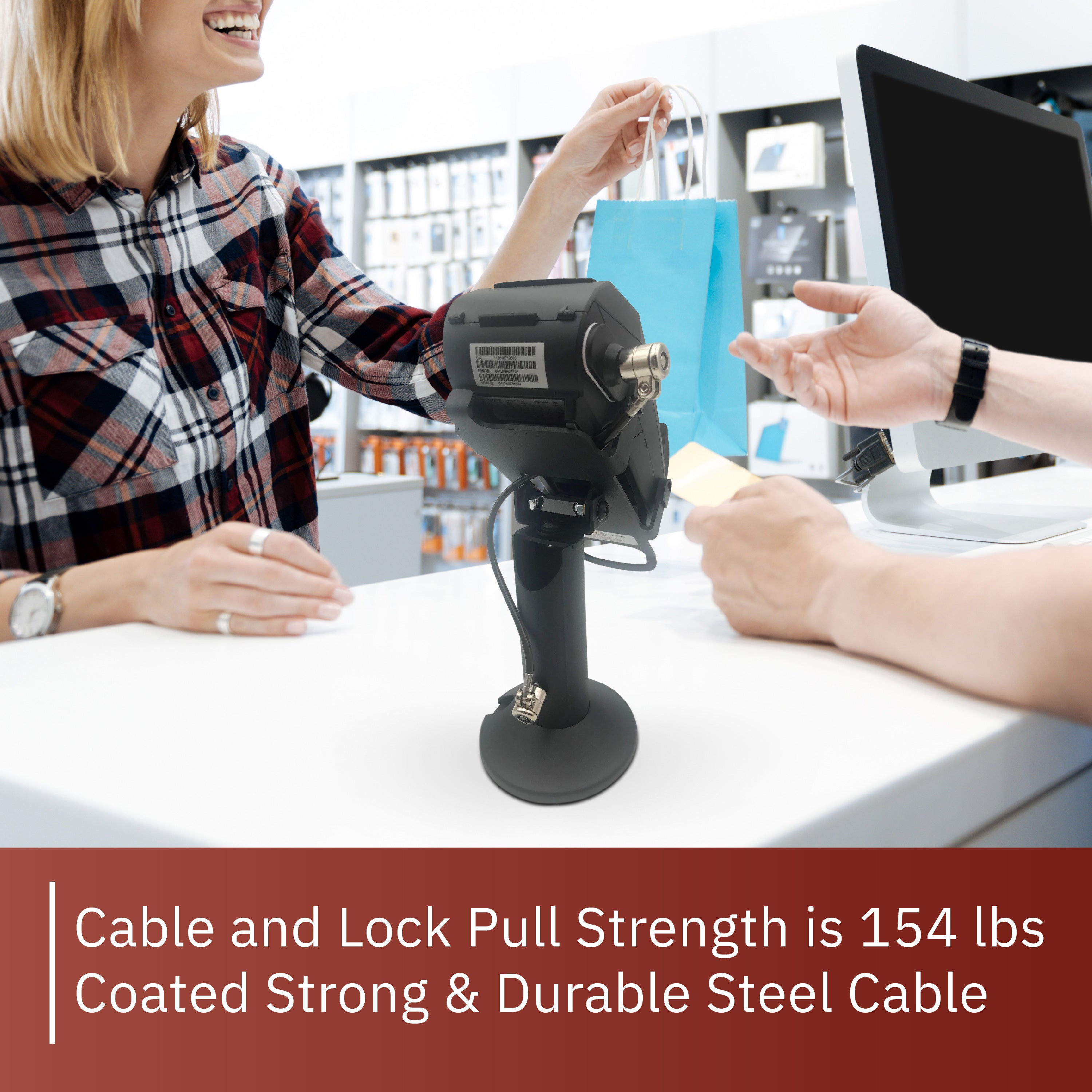 Device to Stand Security Tether Lock , Two Keys 8" (Black) - DCCSUPPLY.COM