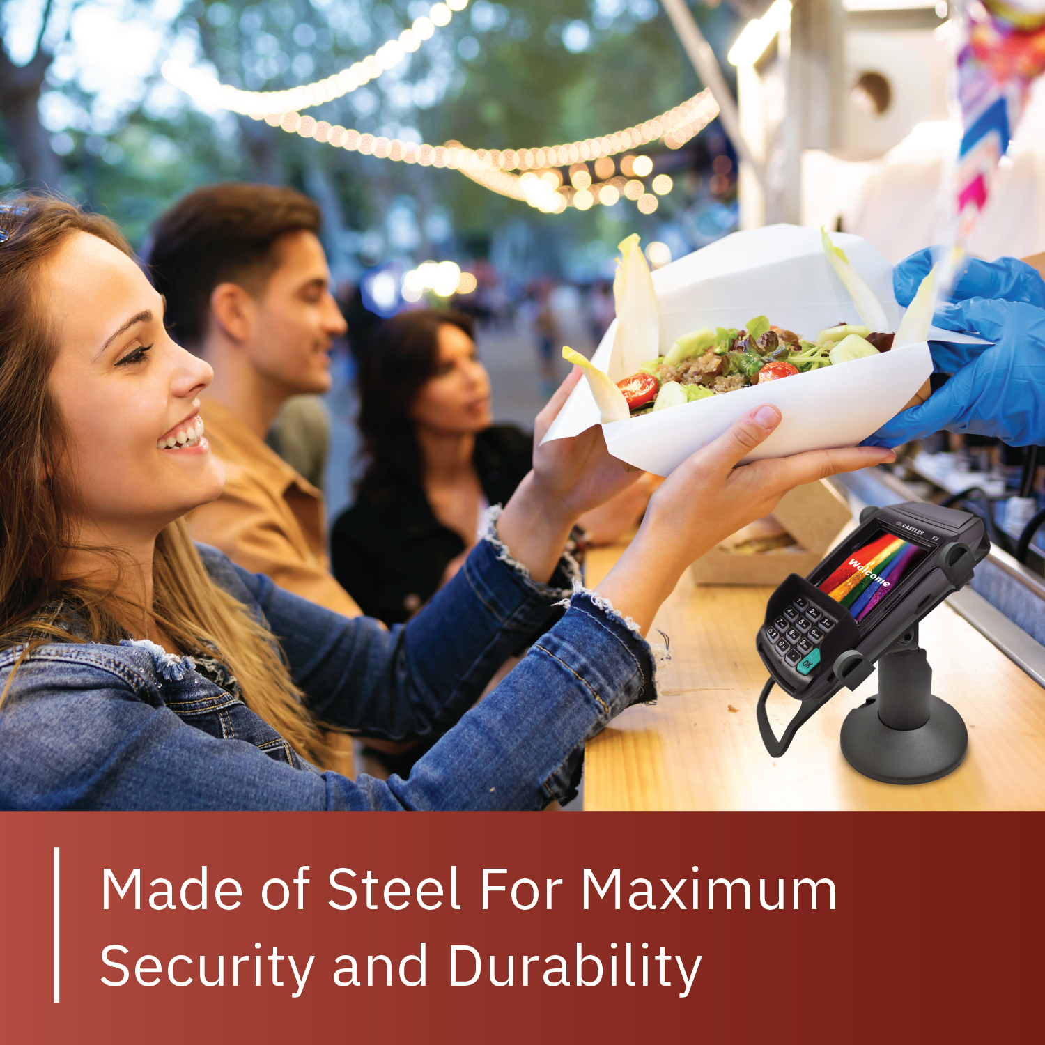 Castles Vega3000 PIN Pad Low Profile Swivel and Tilt Metal Stand - DCCSUPPLY.COM