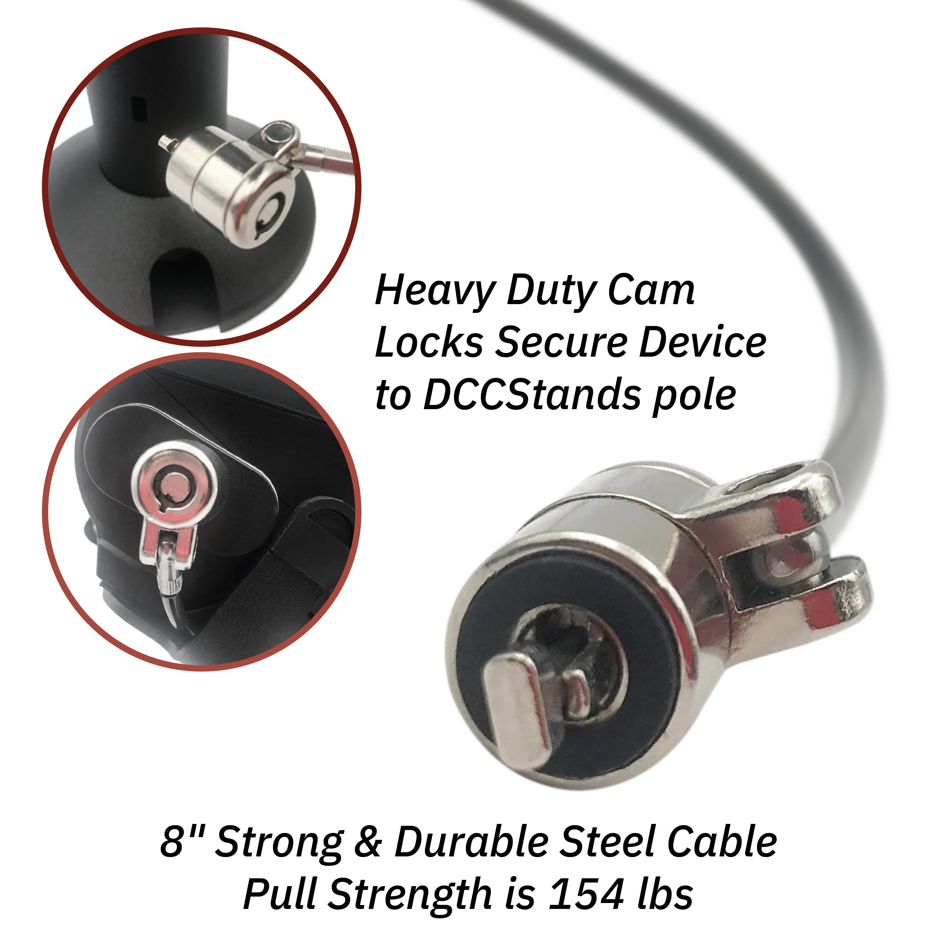 First Data FD150 Swivel and Tilt Terminal Stand with Device to Stand Security Tether Lock, Two Keys 8" (Black) - DCCSUPPLY.COM
