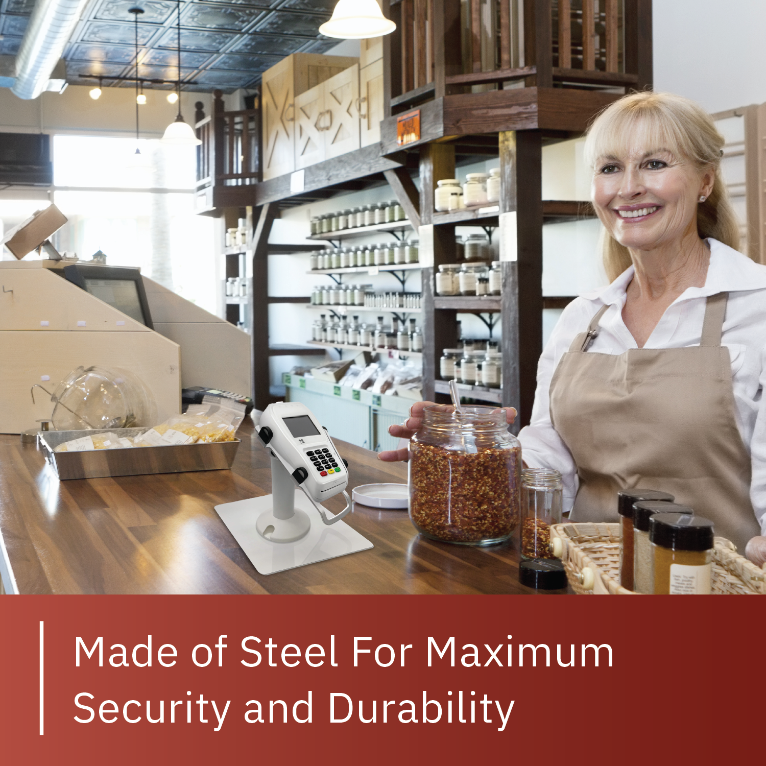 First Data FD35 / FD40 White Freestanding Swivel and Tilt Metal Stand - DCCSUPPLY.COM