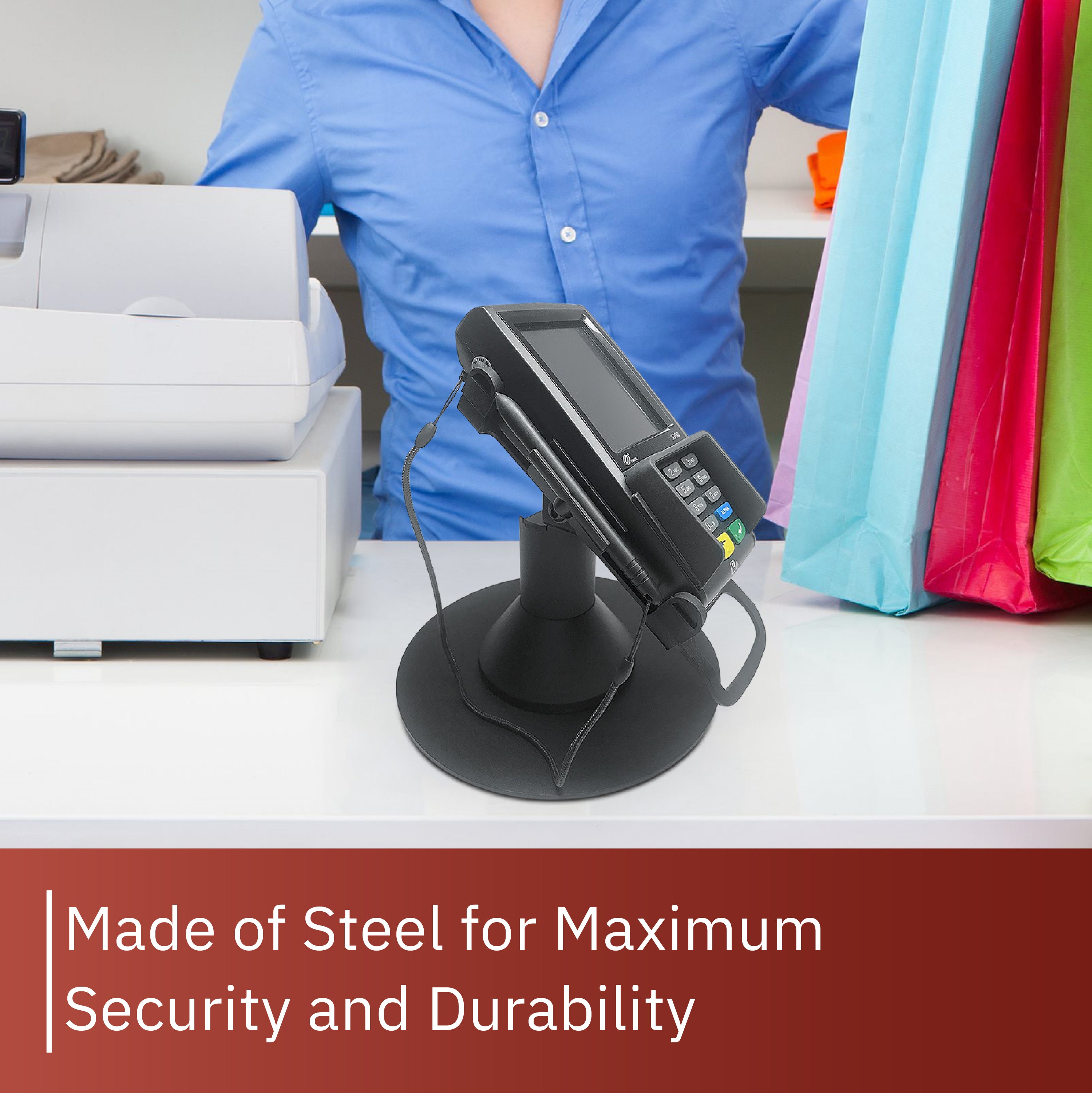 PAX S300 / SP30 Low Profile Freestanding Swivel Stand with Round Plate - DCCSUPPLY.COM