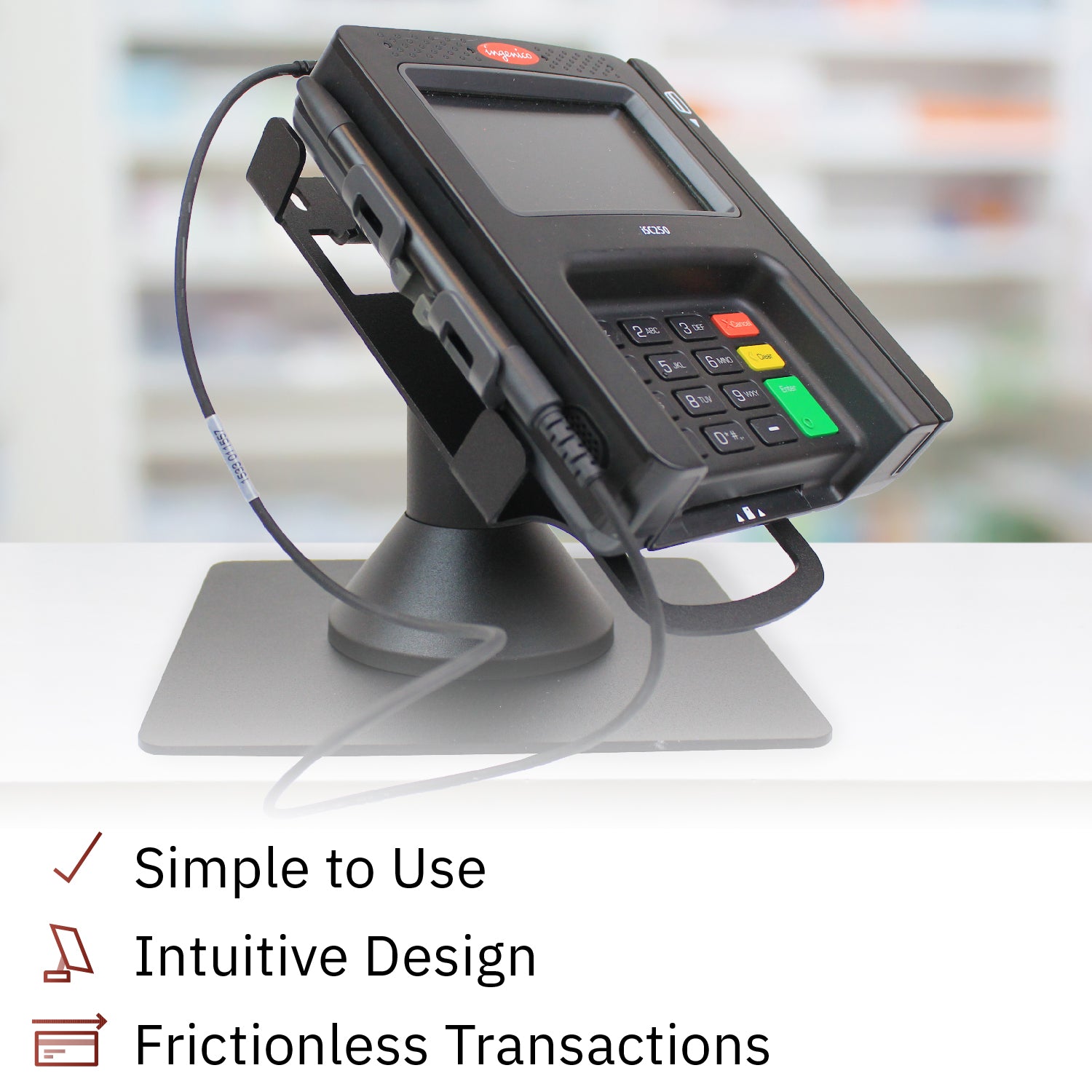 Ingenico ISC 250 Low Profile Swivel and Tilt Freestanding Metal Stand - DCCSUPPLY.COM