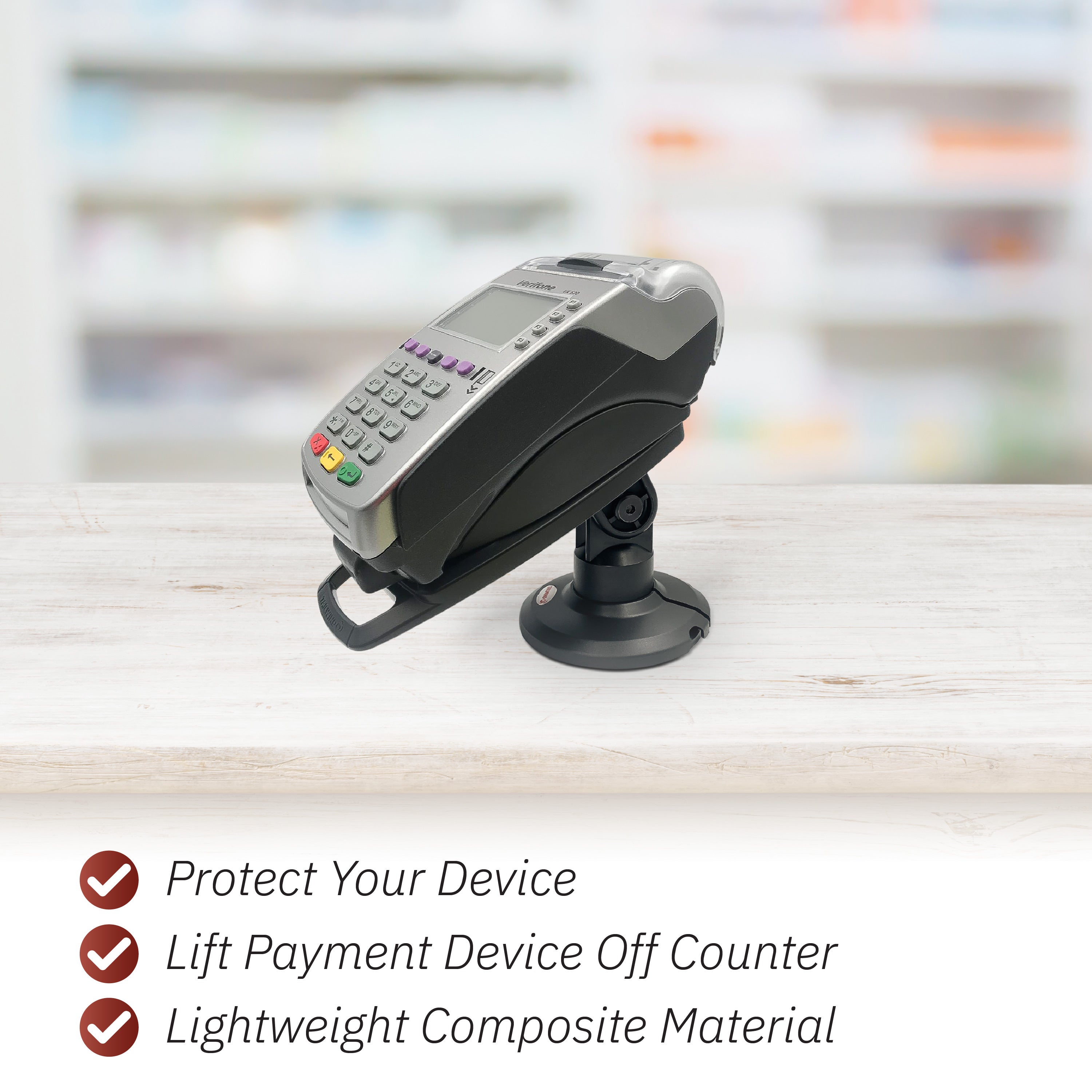 Verifone Vx520 EMV 3" Key Locking Compact Pole Mount Terminal Stand - DCCSUPPLY.COM