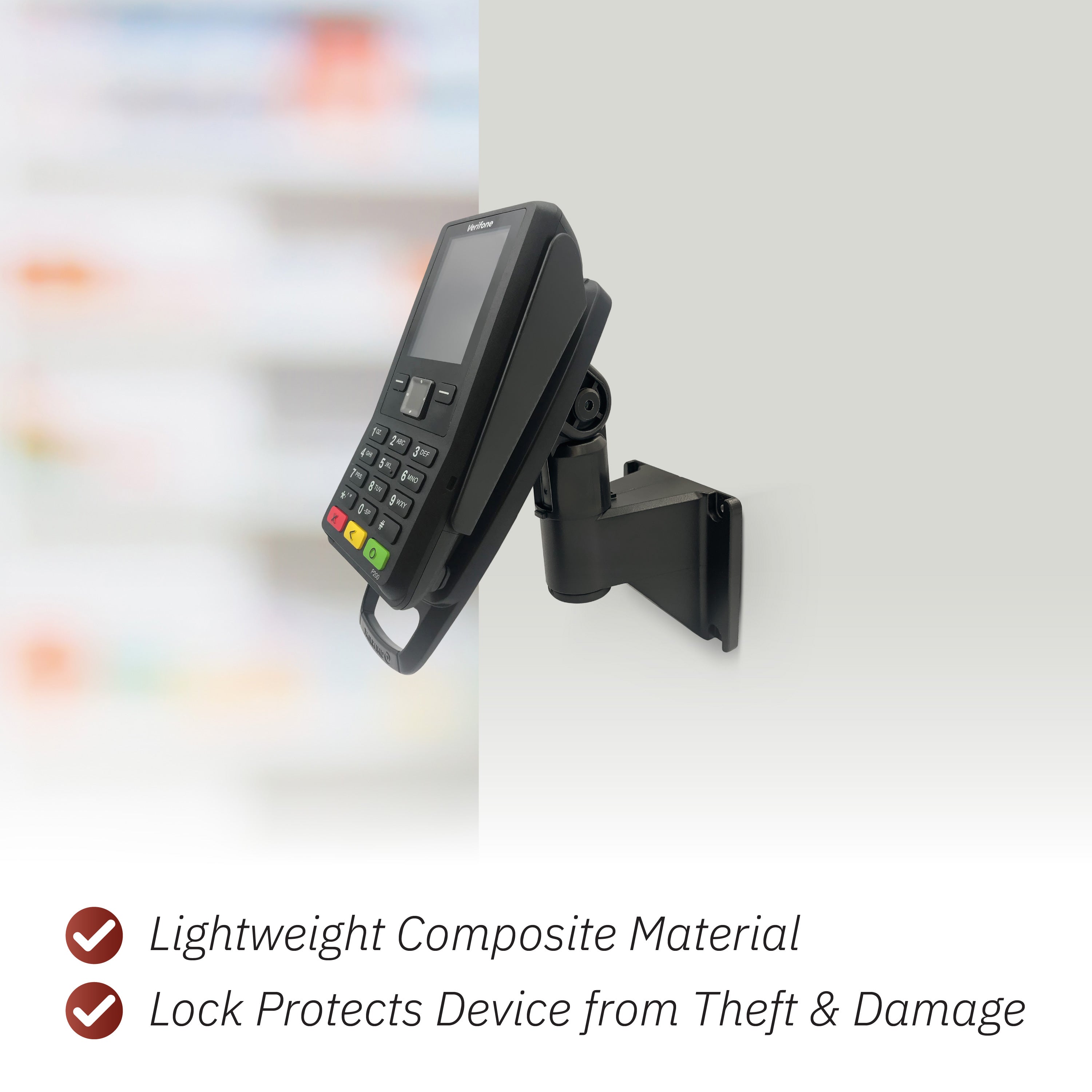 Verifone P200/P400 7" Key Locking Wall Mount Terminal Stand - DCCSUPPLY.COM