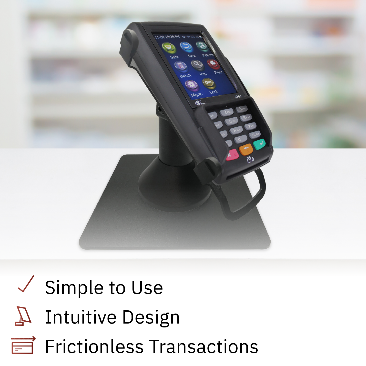 PAX S300 / SP30 Low Profile Swivel and Tilt Freestanding Metal Stand with Square Plate - DCCSUPPLY.COM