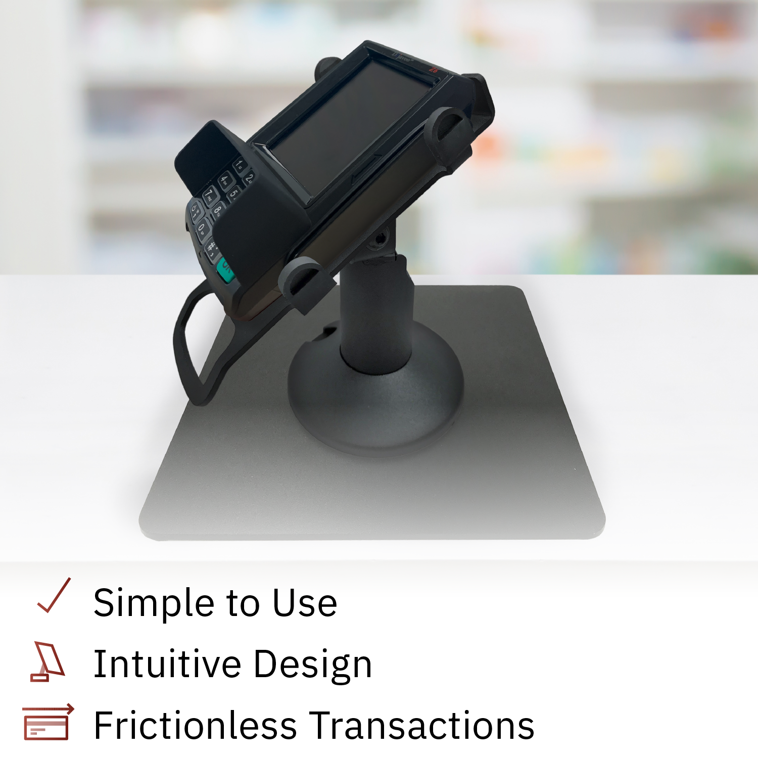 Dejavoo Z3/Z6 Low Profile Black Swivel and Tilt Freestanding Metal Stand with Square Plate - DCCSUPPLY.COM