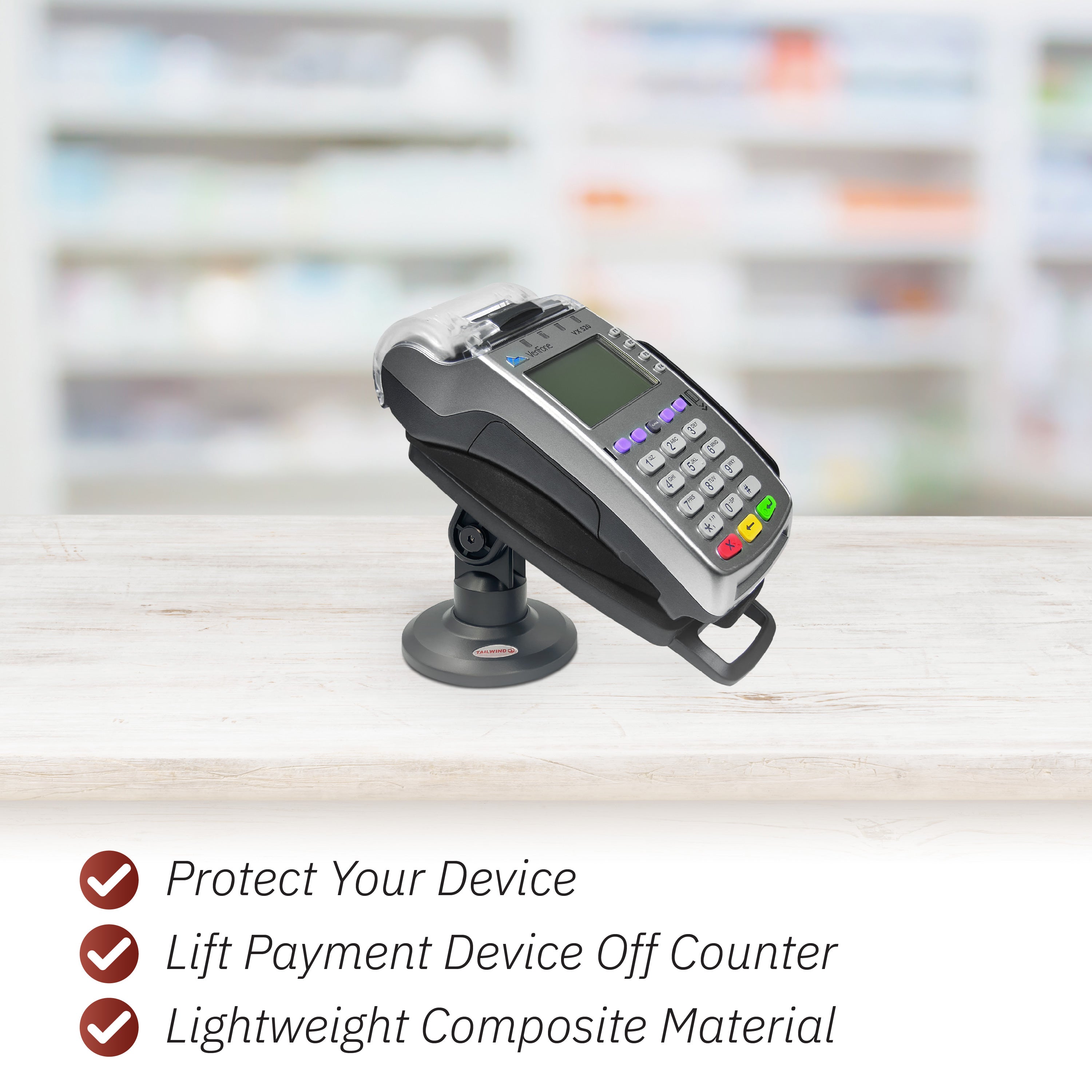 Verifone Vx520 EMV CTLS 3" Compact Pole Mount Terminal Stand (ASS90121) - DCCSUPPLY.COM