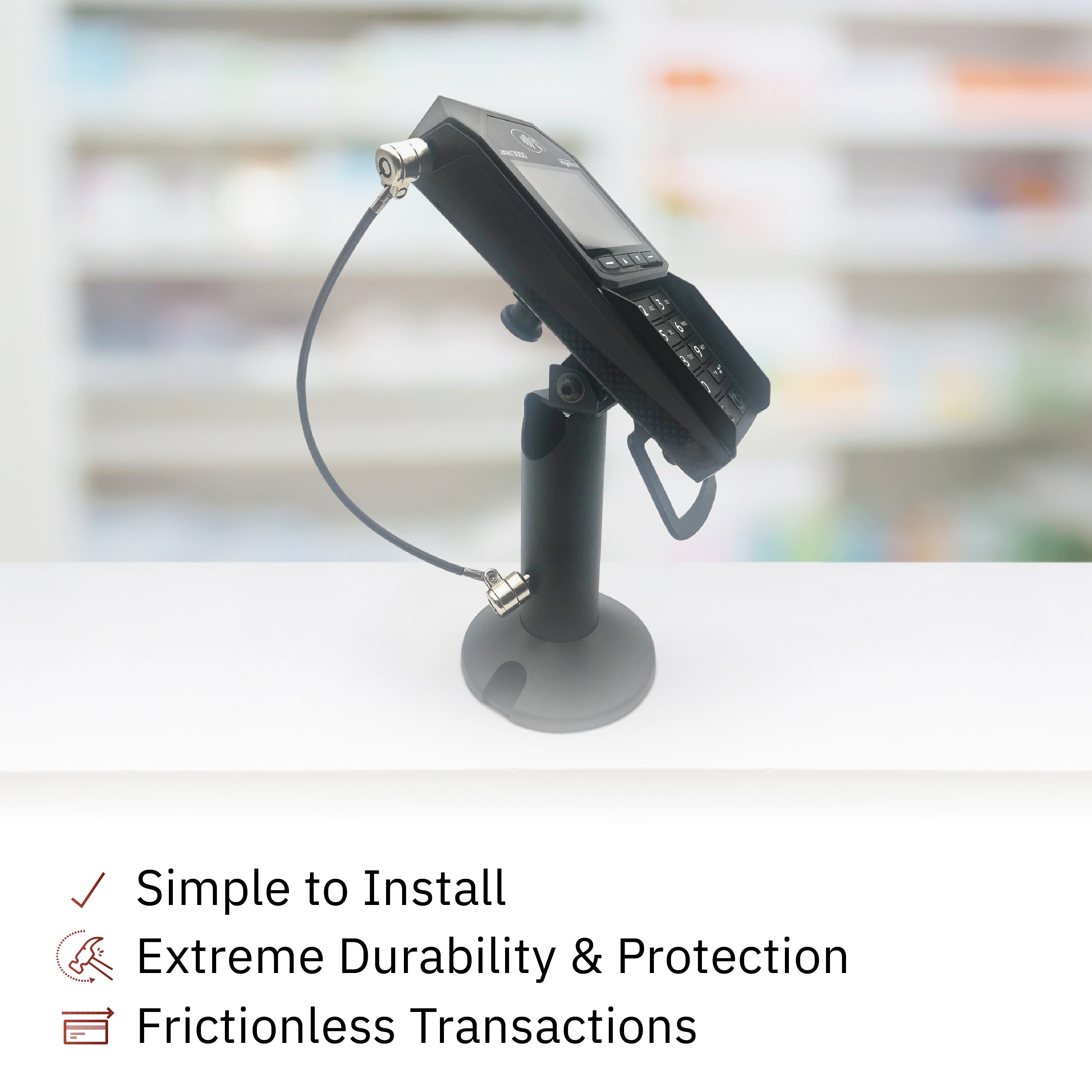 Device to Stand Security Tether Lock , Two Keys 8" (Black) - DCCSUPPLY.COM