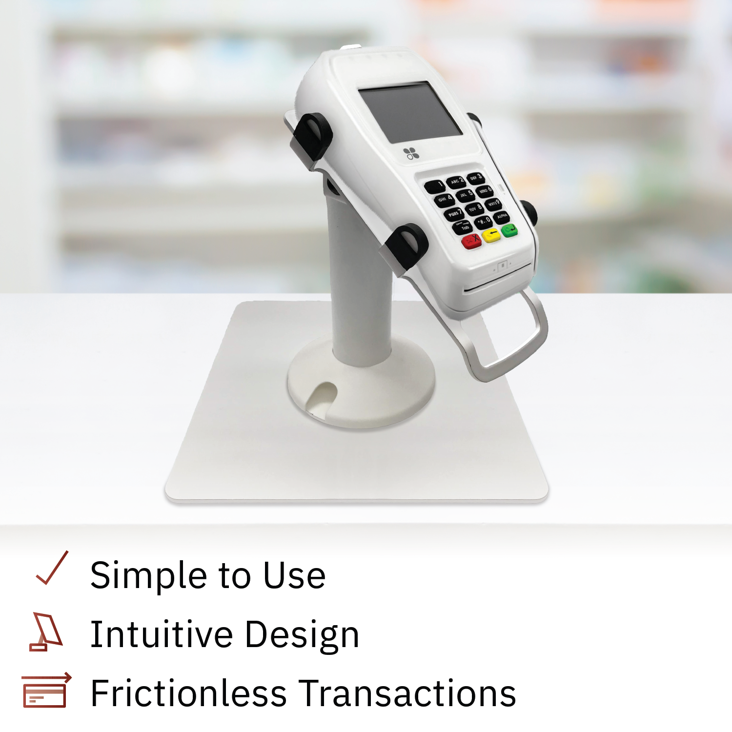 First Data FD35 / FD40 White Freestanding Swivel and Tilt Metal Stand - DCCSUPPLY.COM