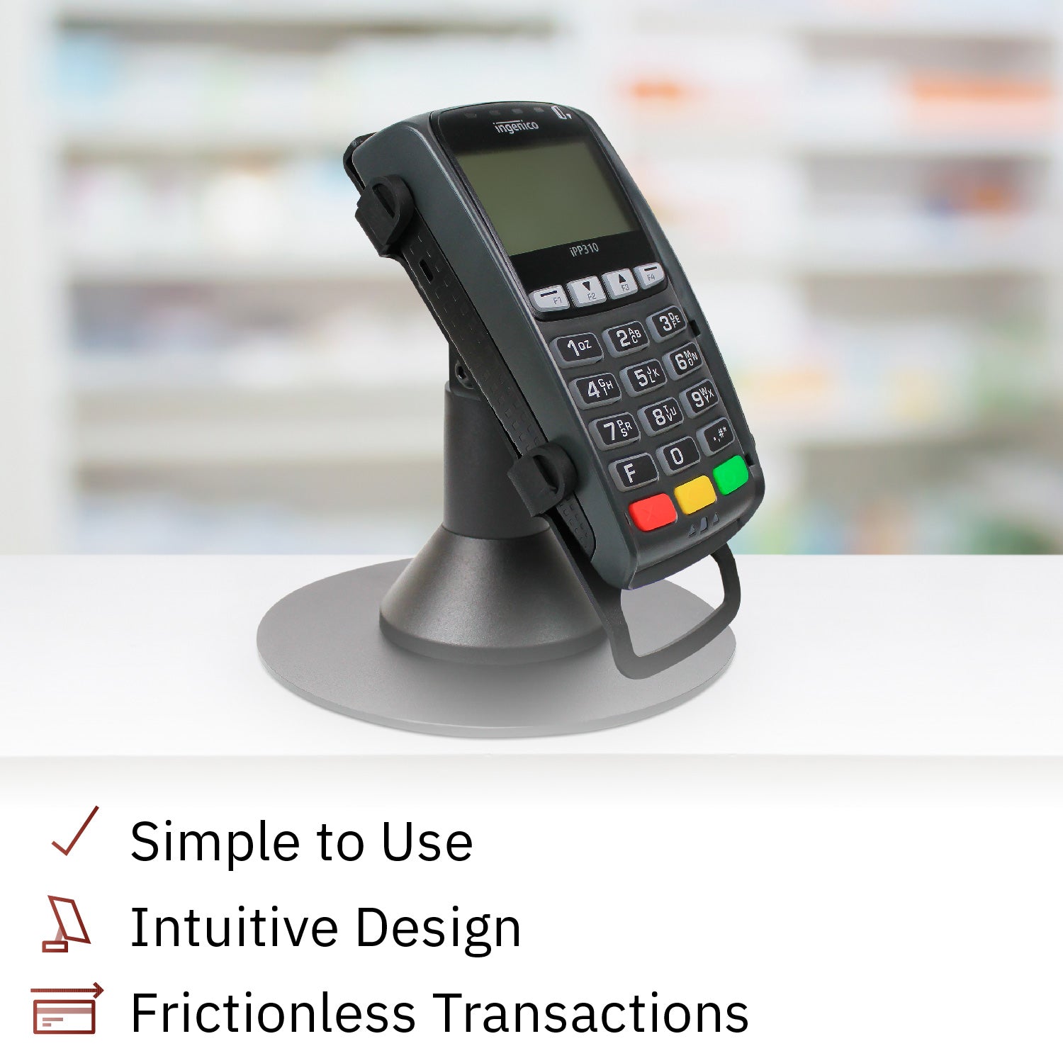 Ingenico IPP310 / IPP320 / IPP350 Low Profile Freestanding Swivel Stand with Round Plate - DCCSUPPLY.COM