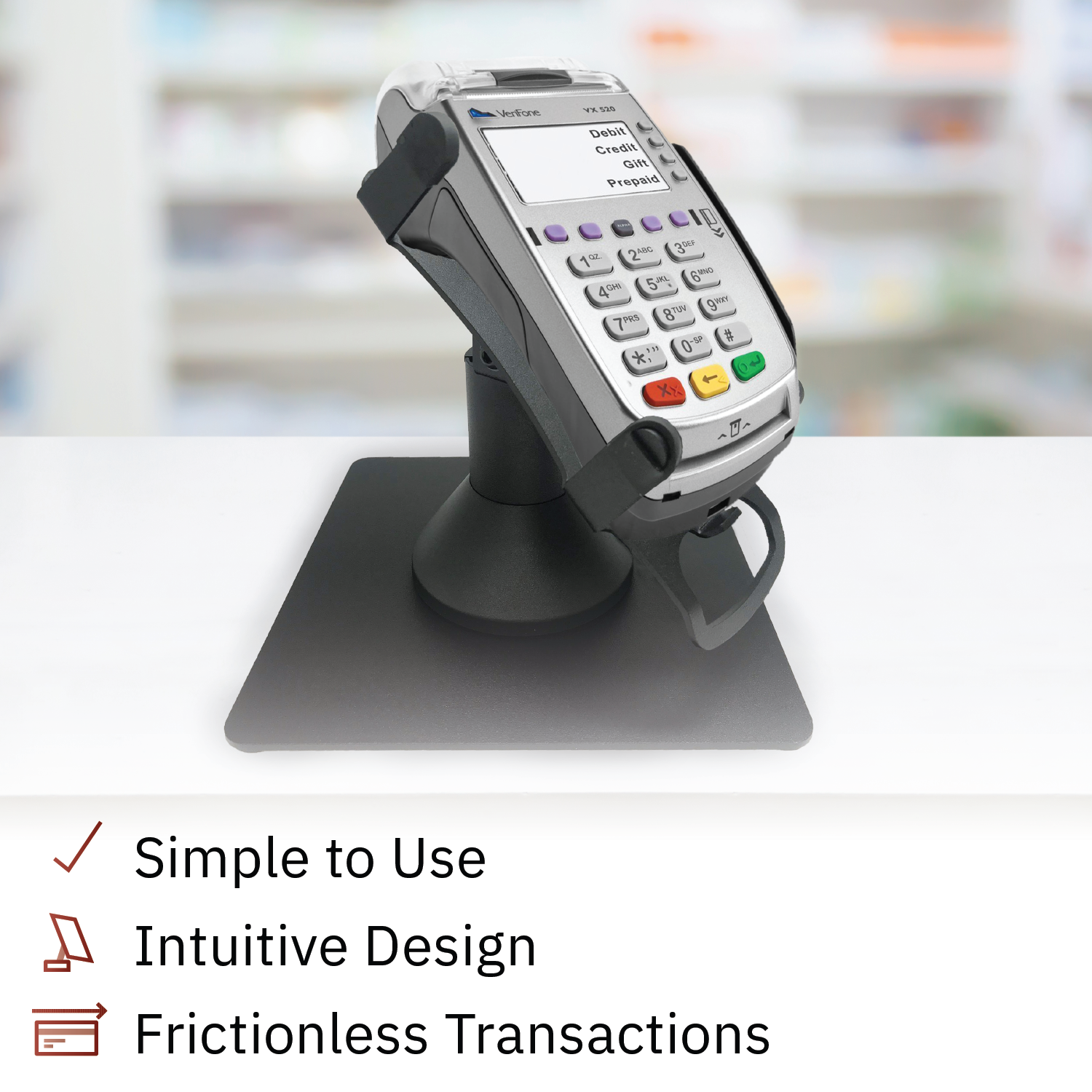 Verifone Vx520 Low Profile Swivel and Tilt Freestanding Metal Stand - DCCSUPPLY.COM