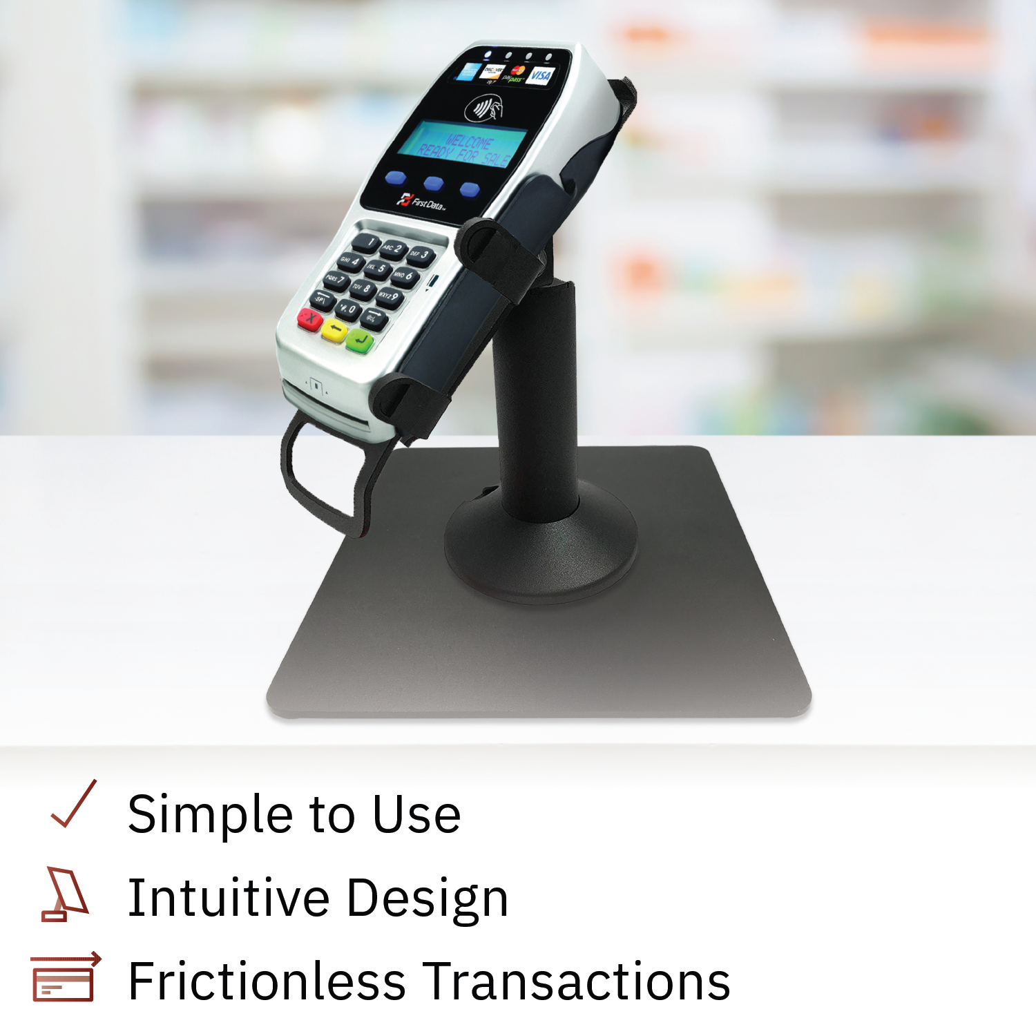 First Data FD35 / FD40 Freestanding Black Swivel and Tilt Metal Stand - DCCSUPPLY.COM