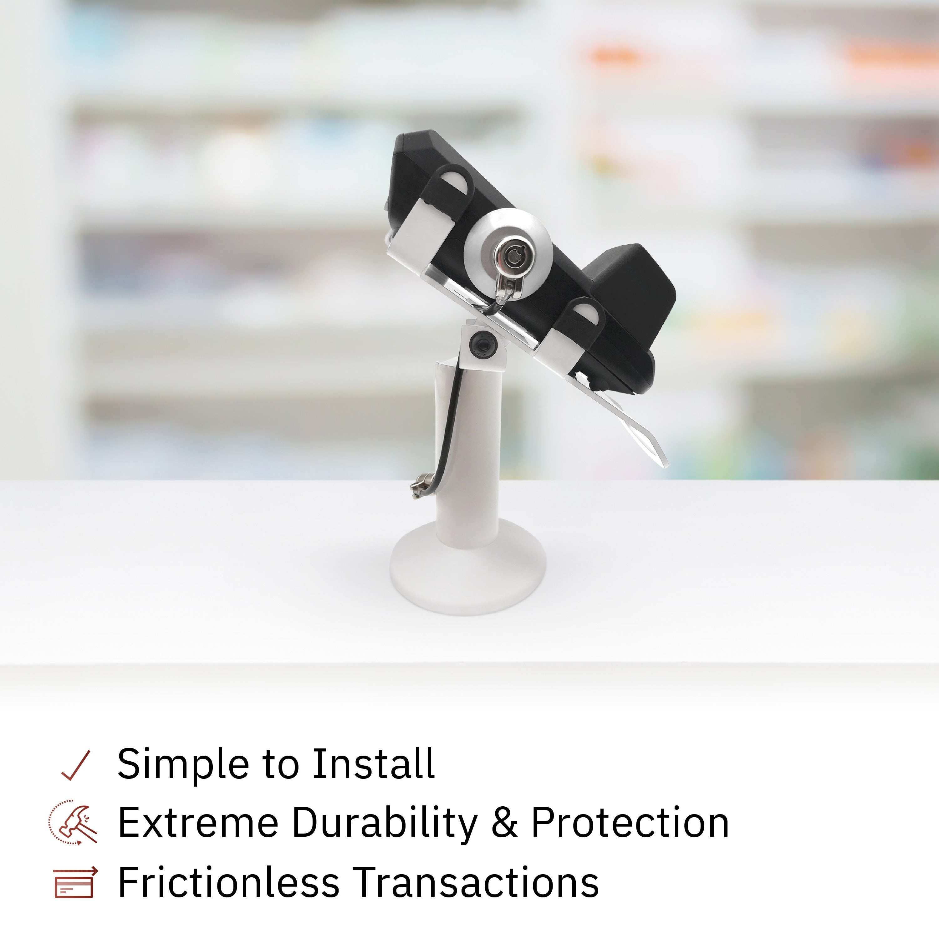 Dejavoo Z3/Z6 White Swivel and Tilt Stand with Device to Stand Security Tether Lock, Two Keys 8" (White) - DCCSUPPLY.COM