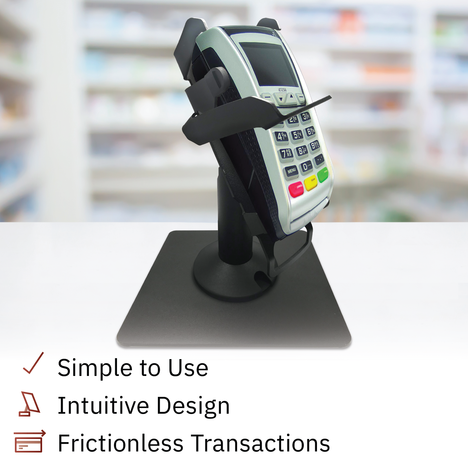 Ingenico ICT 220/250 Key Locking Freestanding Swivel and Tilt Metal Stand - DCCSUPPLY.COM