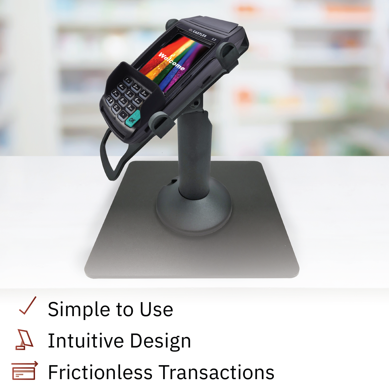 Castles Vega3000 PIN Pad Freestanding Swivel and Tilt Metal Stand - DCCSUPPLY.COM