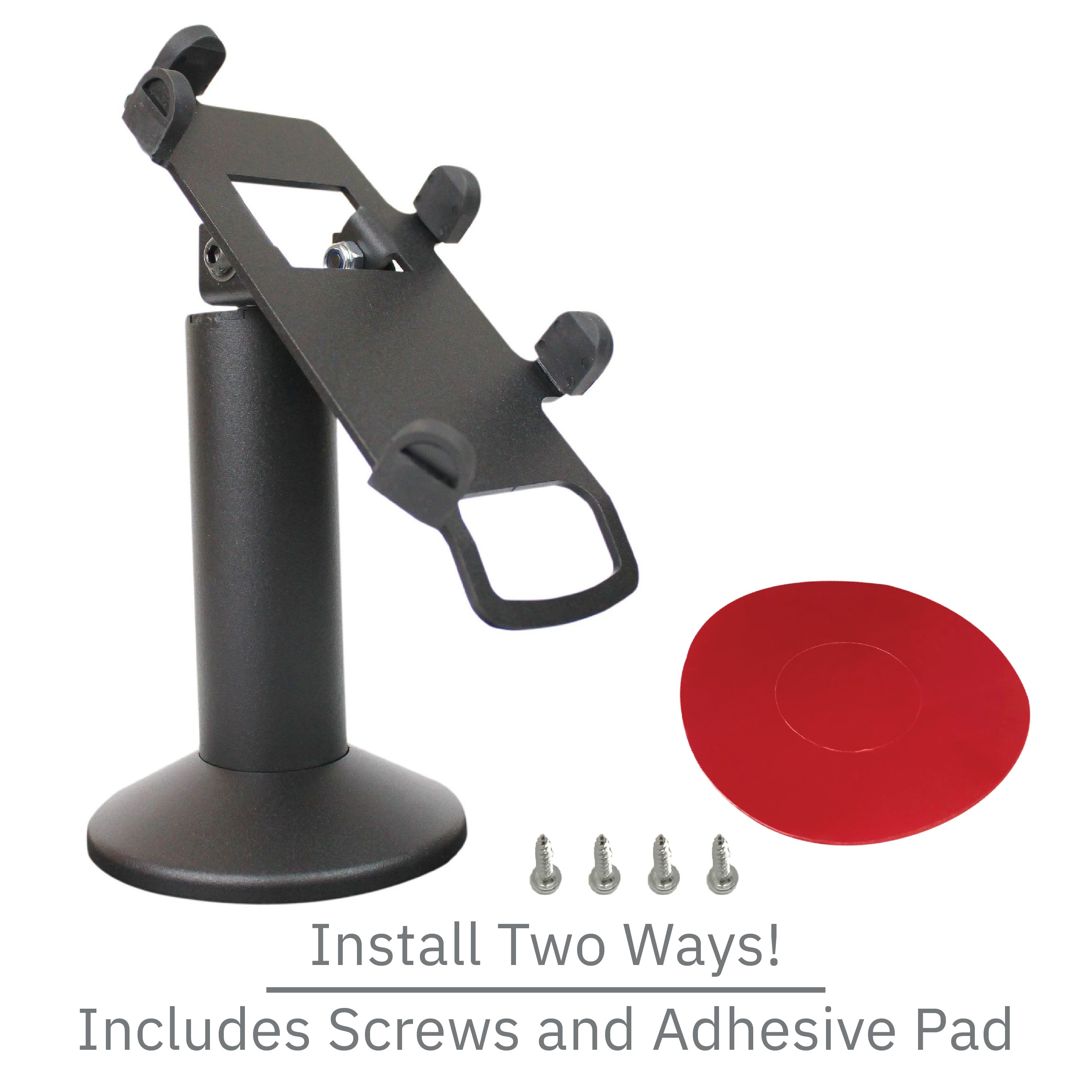 First Data RP10 Swivel and Tilt Terminal Stand with Device to Stand Security Tether Lock, Two Keys 8" (Black) - DCCSUPPLY.COM