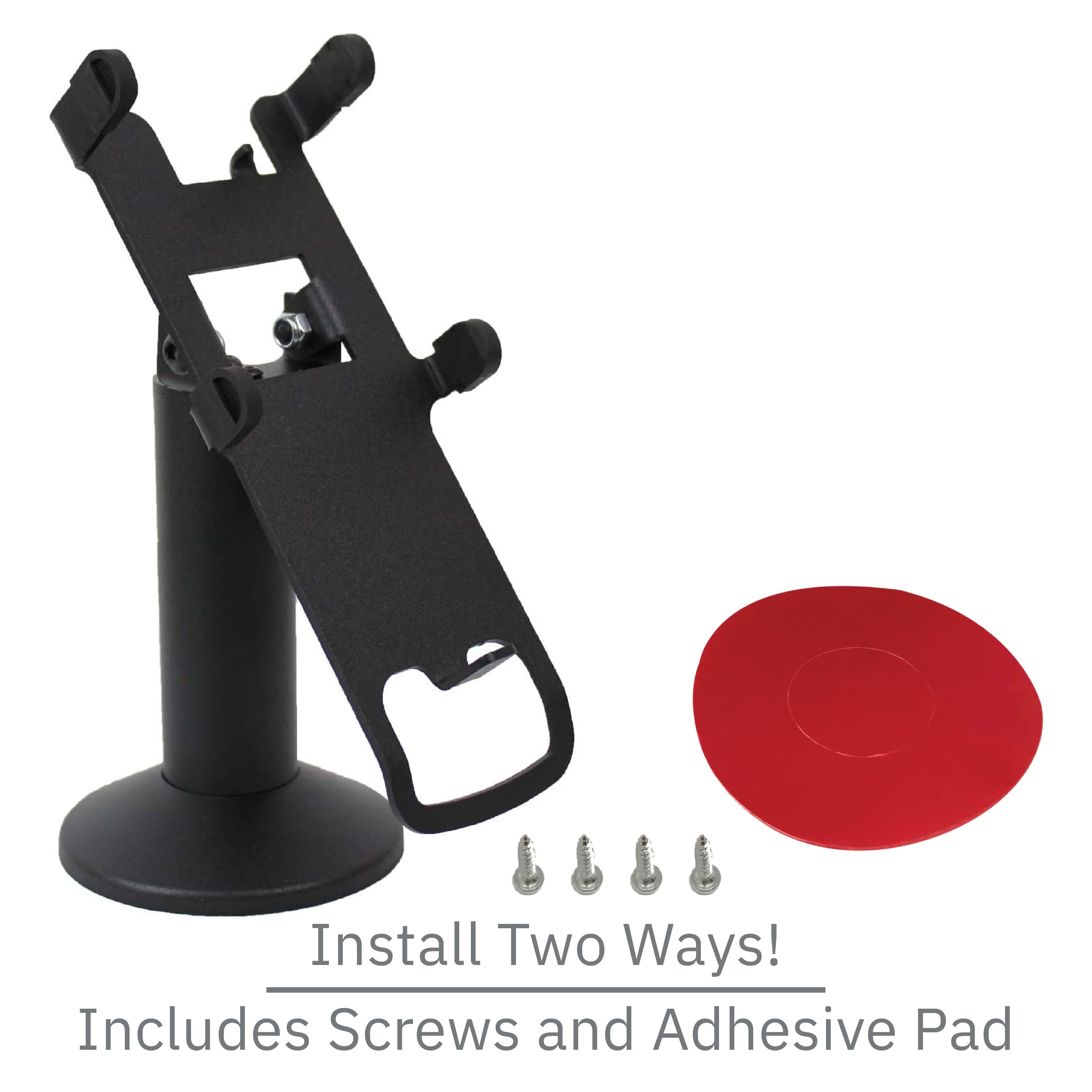 Verifone V200/V400 Black Swivel and Tilt Terminal Stand with Device to Stand Security Tether Lock, Two Keys 8" (Black) - DCCSUPPLY.COM