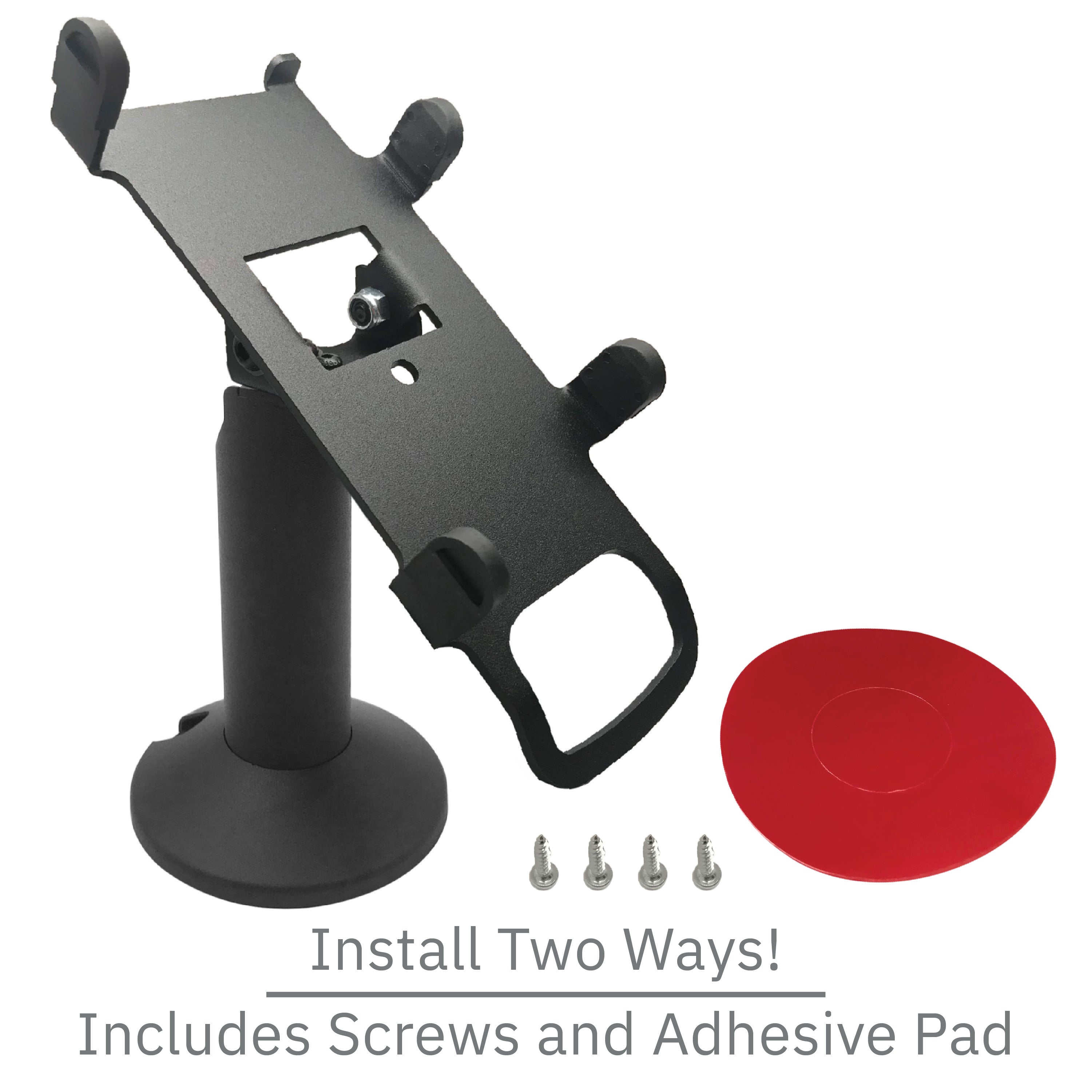 PAX S300/SP30 Swivel and Tilt Terminal Stand with Device to Stand Security Tether Lock, Two Keys 8" (Black) - DCCSUPPLY.COM