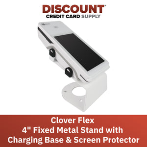 Clover Flex Fixed Stand with Charging Base and Screen Protector Bundle (White) for C401U POS