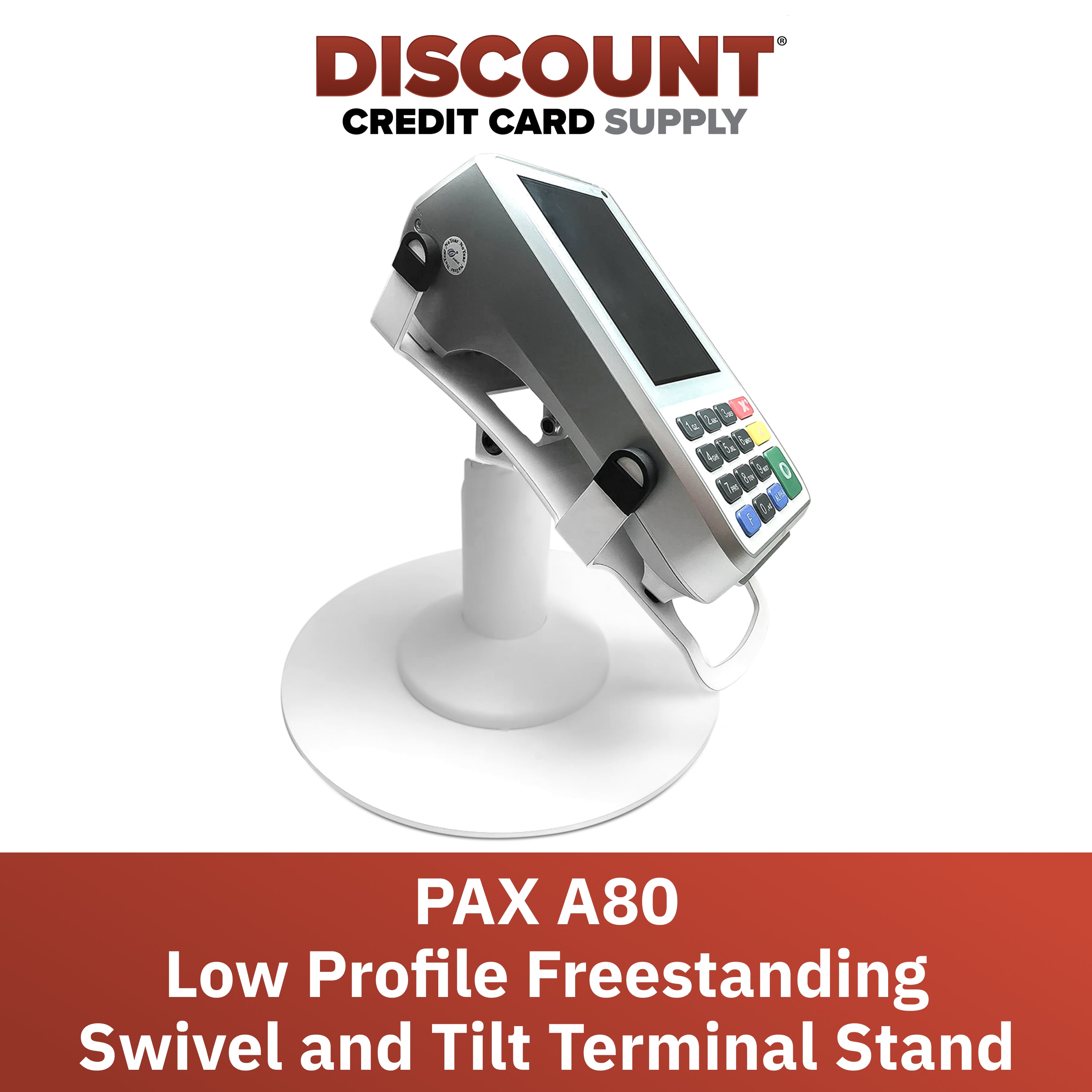 PAX A80 Low Freestanding Swivel Stand with Round Plate (White)