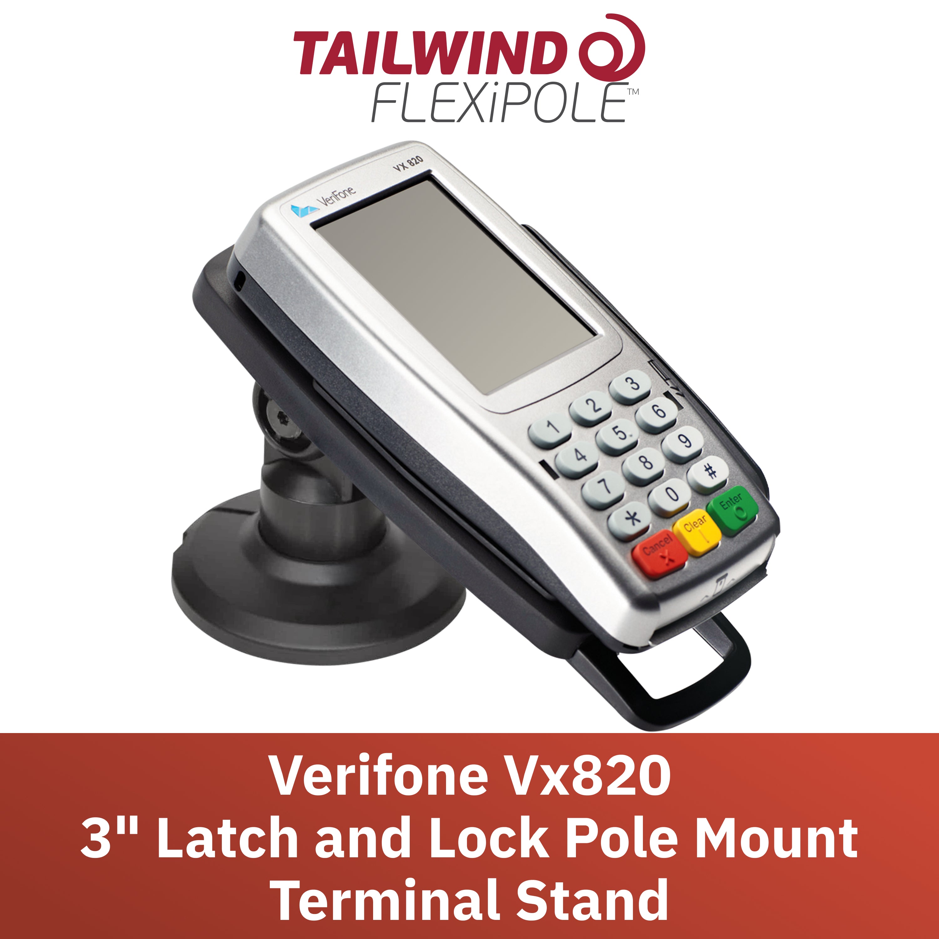 Verifone Vx820 3" Key Locking Compact Pole Mount Stand - Discontinued