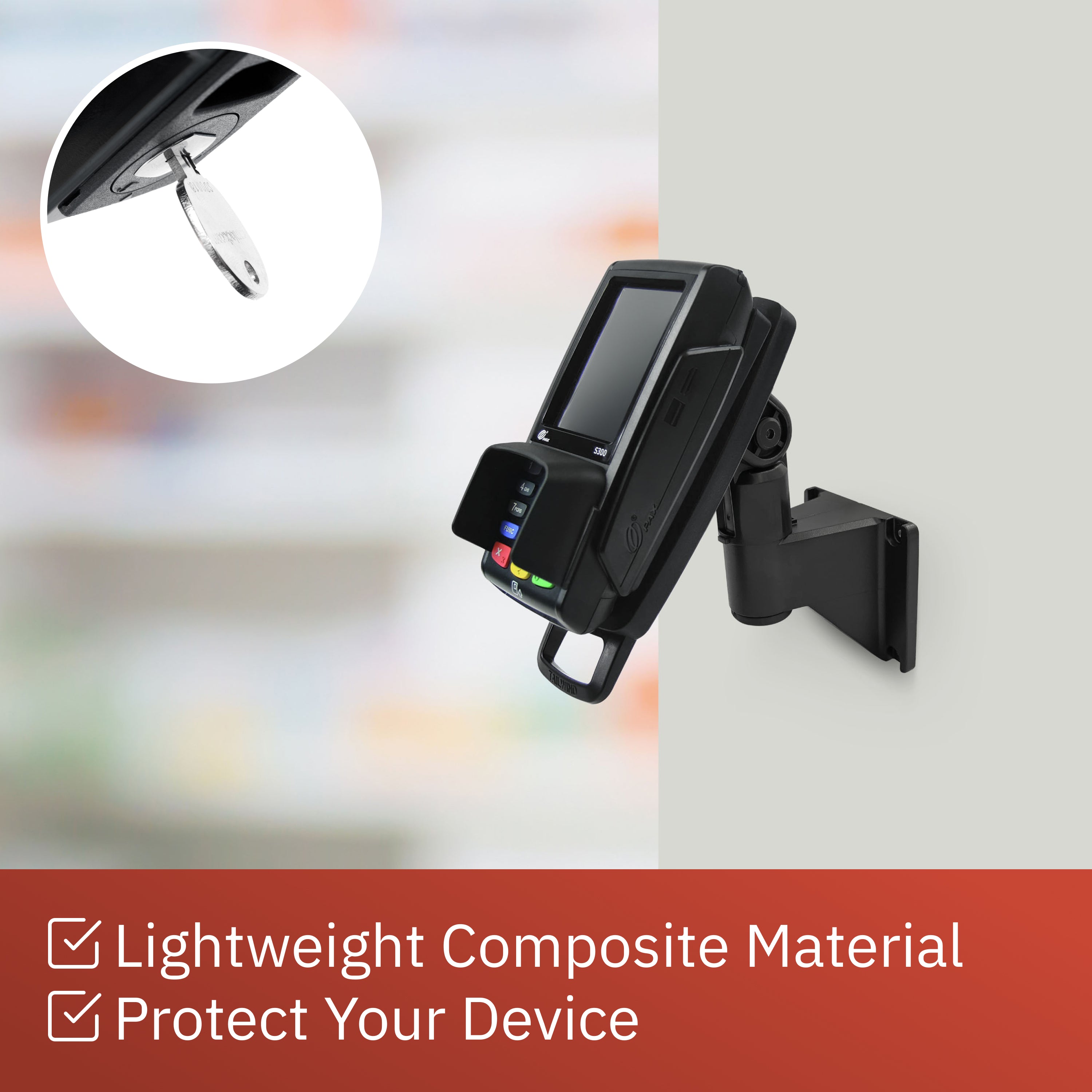 PAX S300 Key Locking Wall Mount Terminal Stand