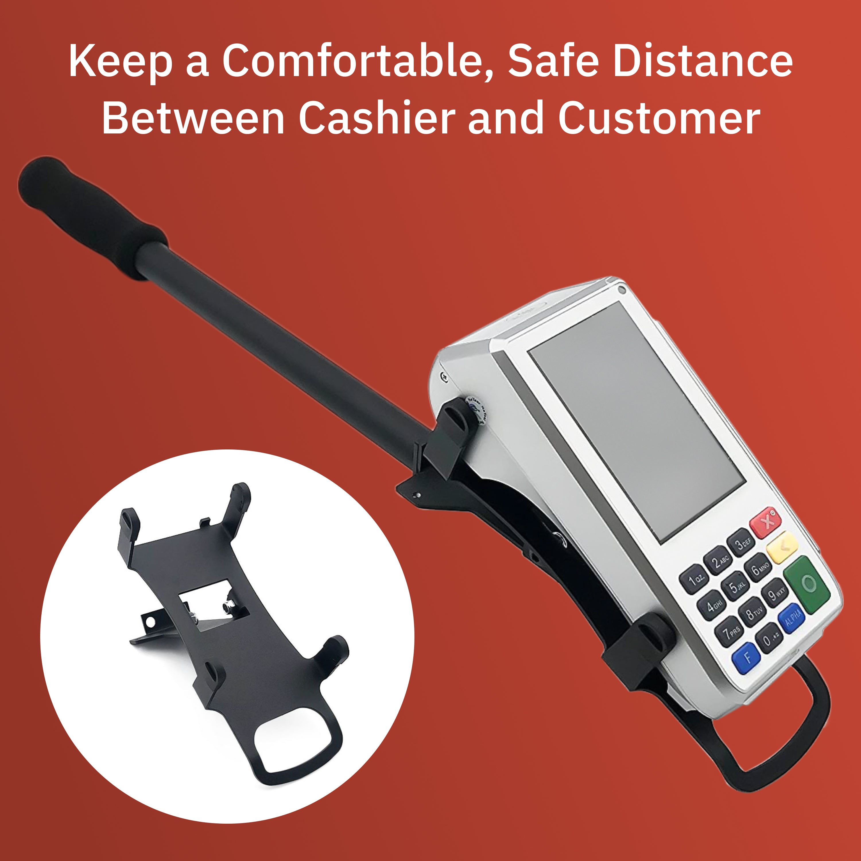 DCCStands Tilted Drive-Thru Extended 15" Handheld Bracket/Mount for Most Terminal Types