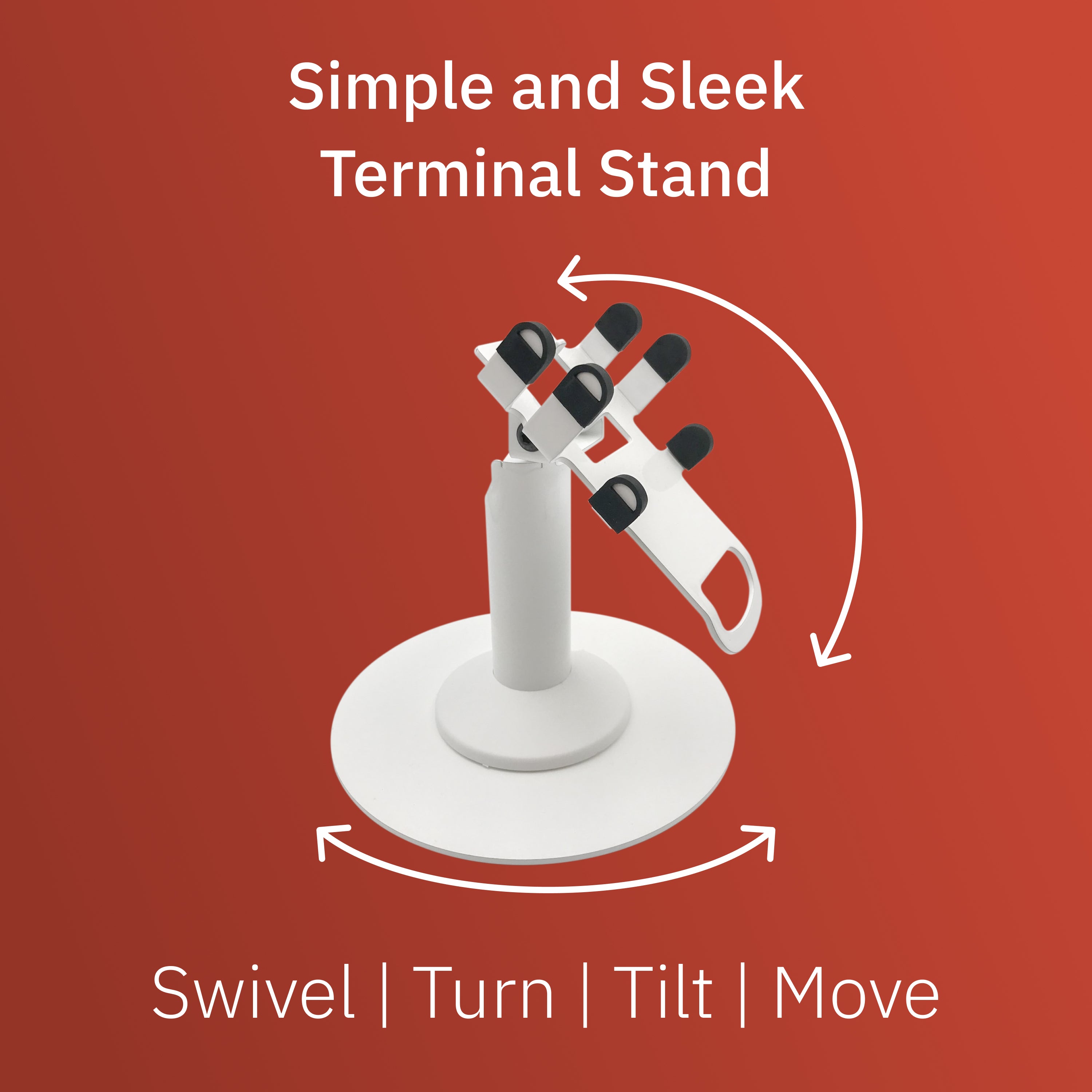 Clover Flex Freestanding Swivel and Tilt Stand with Round Plate, Device to Counter Tether Lock (White) for C401U POS
