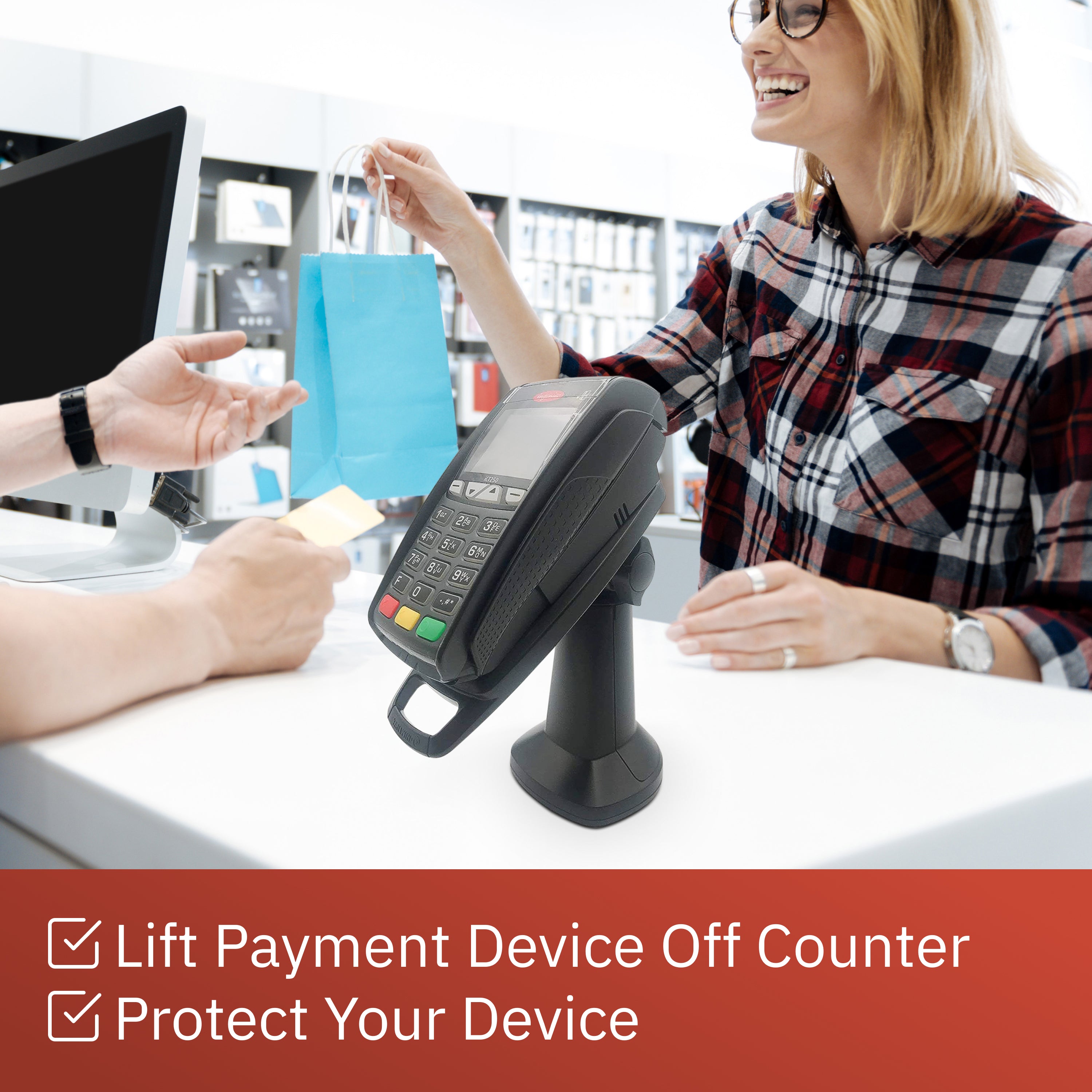 Ingenico ICT 220/ICT 250 7" Key Locking Pole Mount Stand