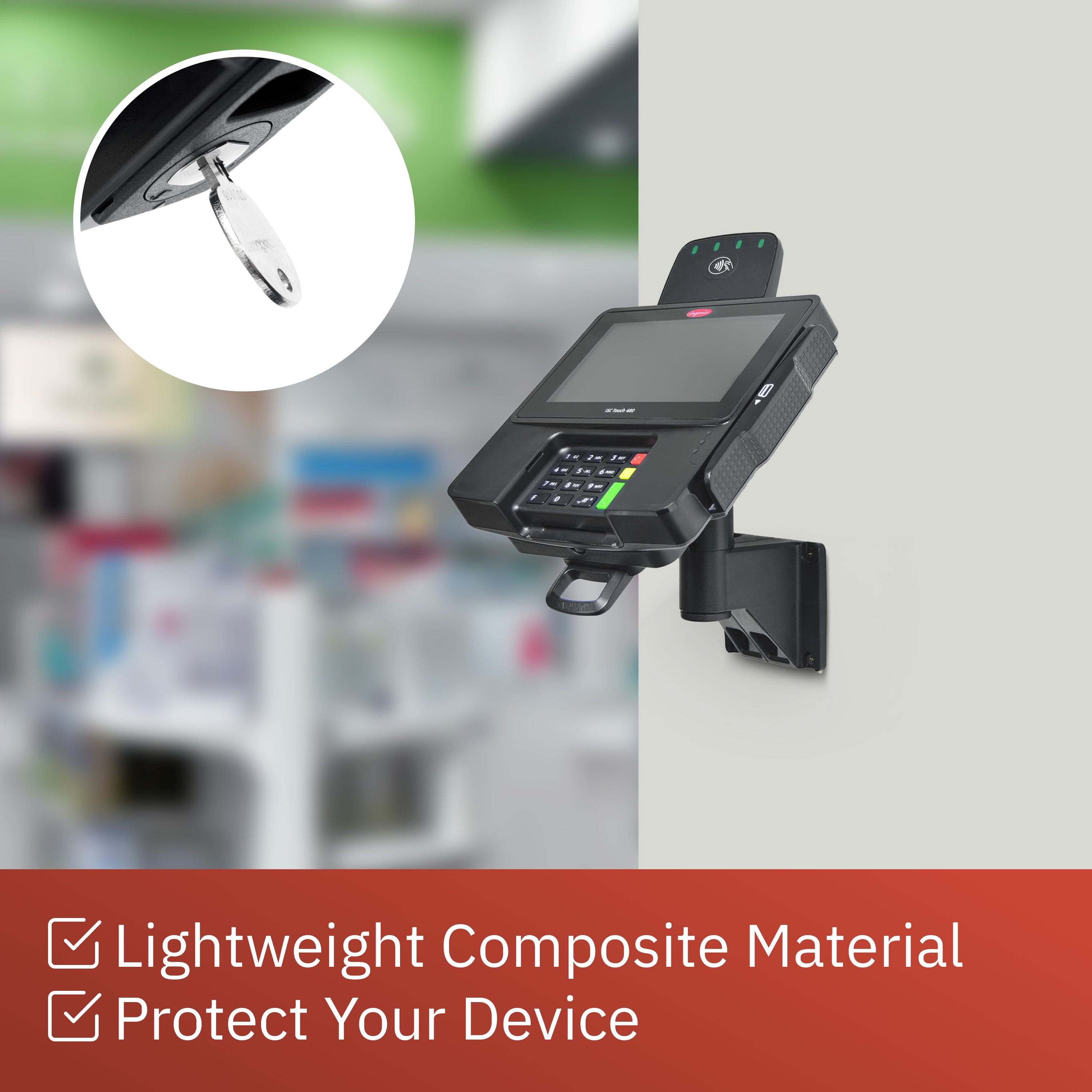 Ingenico ISC 480 Key Locking Wall Mount Terminal Stand