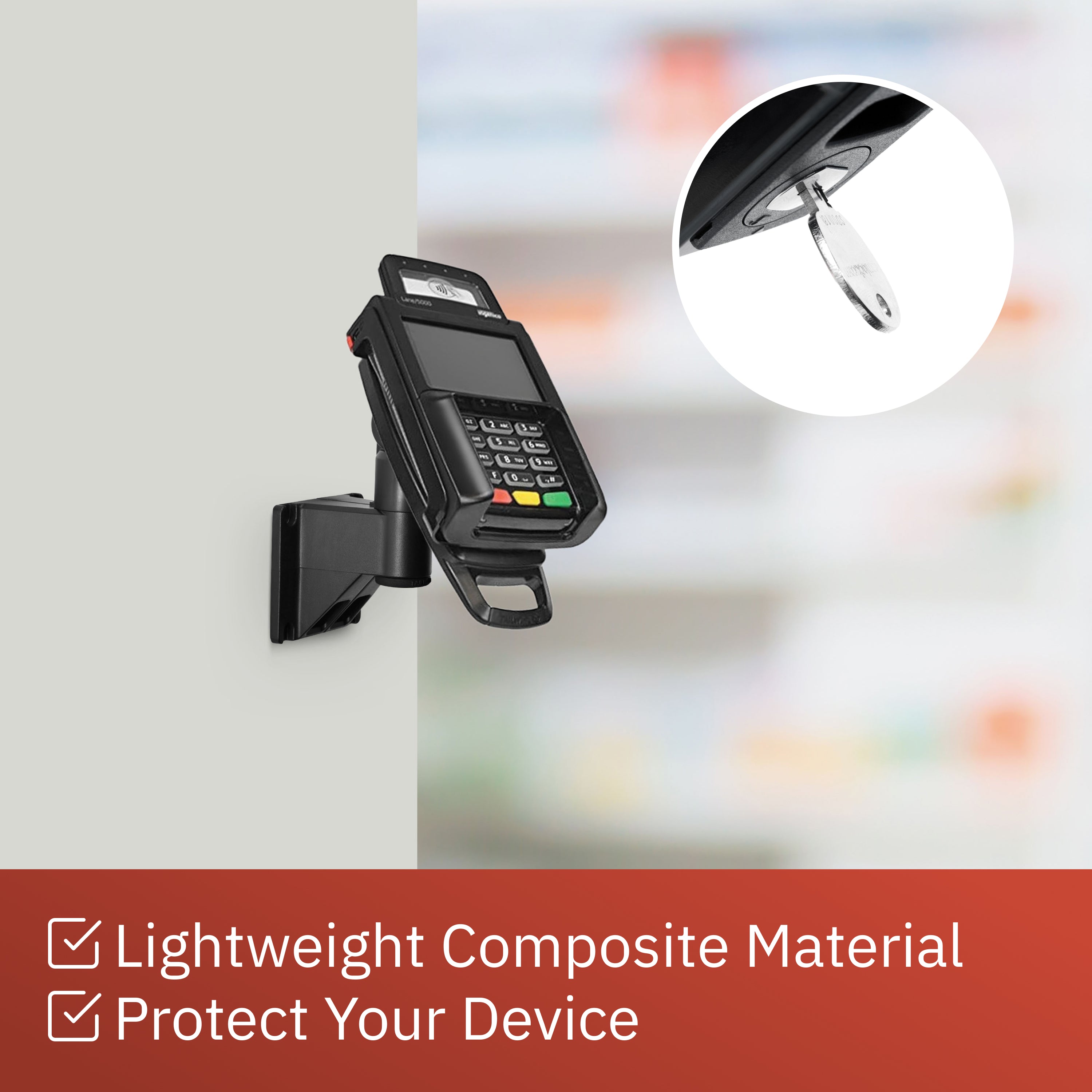 Ingenico Lane 5000 Key Locking Wall Mount Terminal Stand