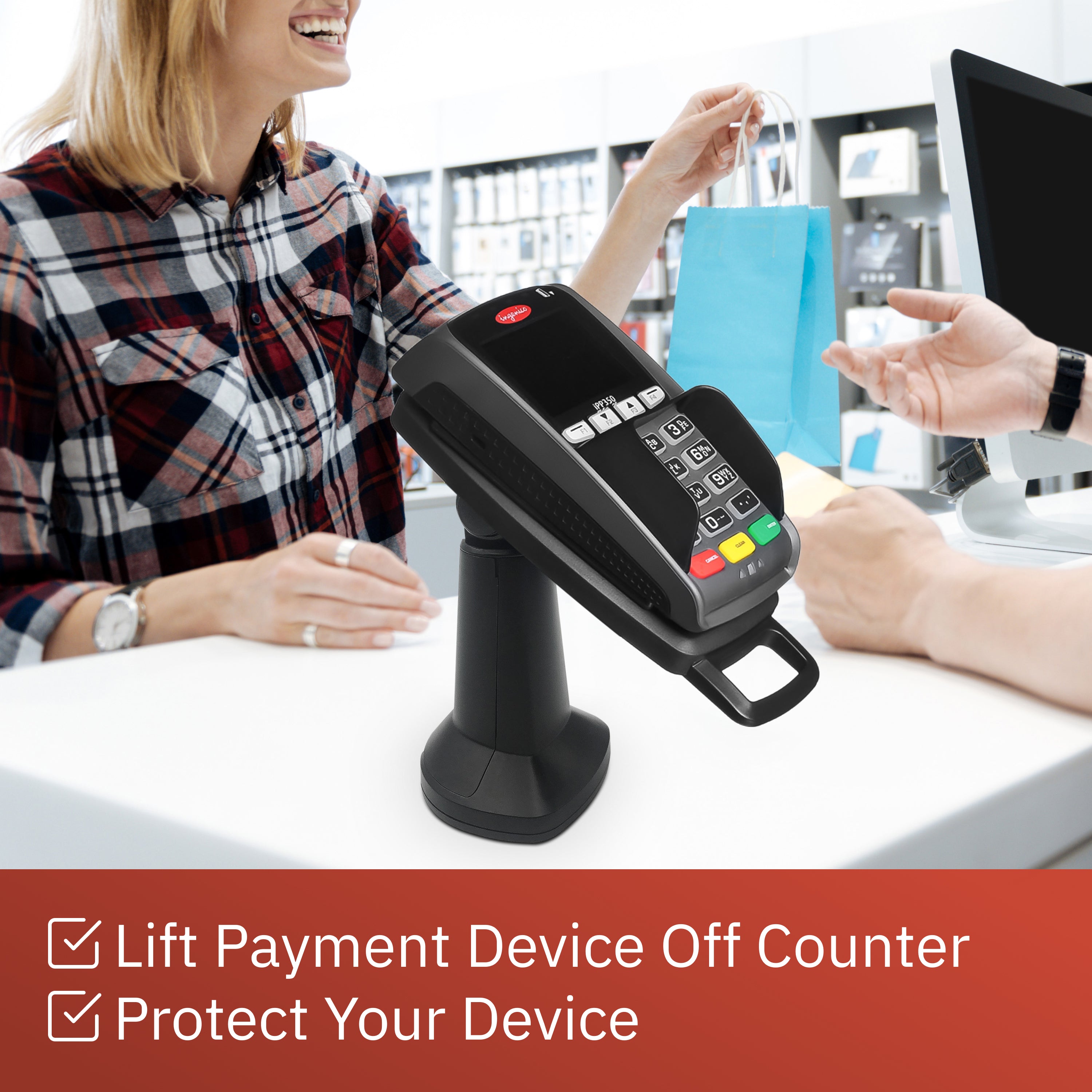 Ingenico iPP 320/iPP 350 7" Key Locking Pole Mount Stand