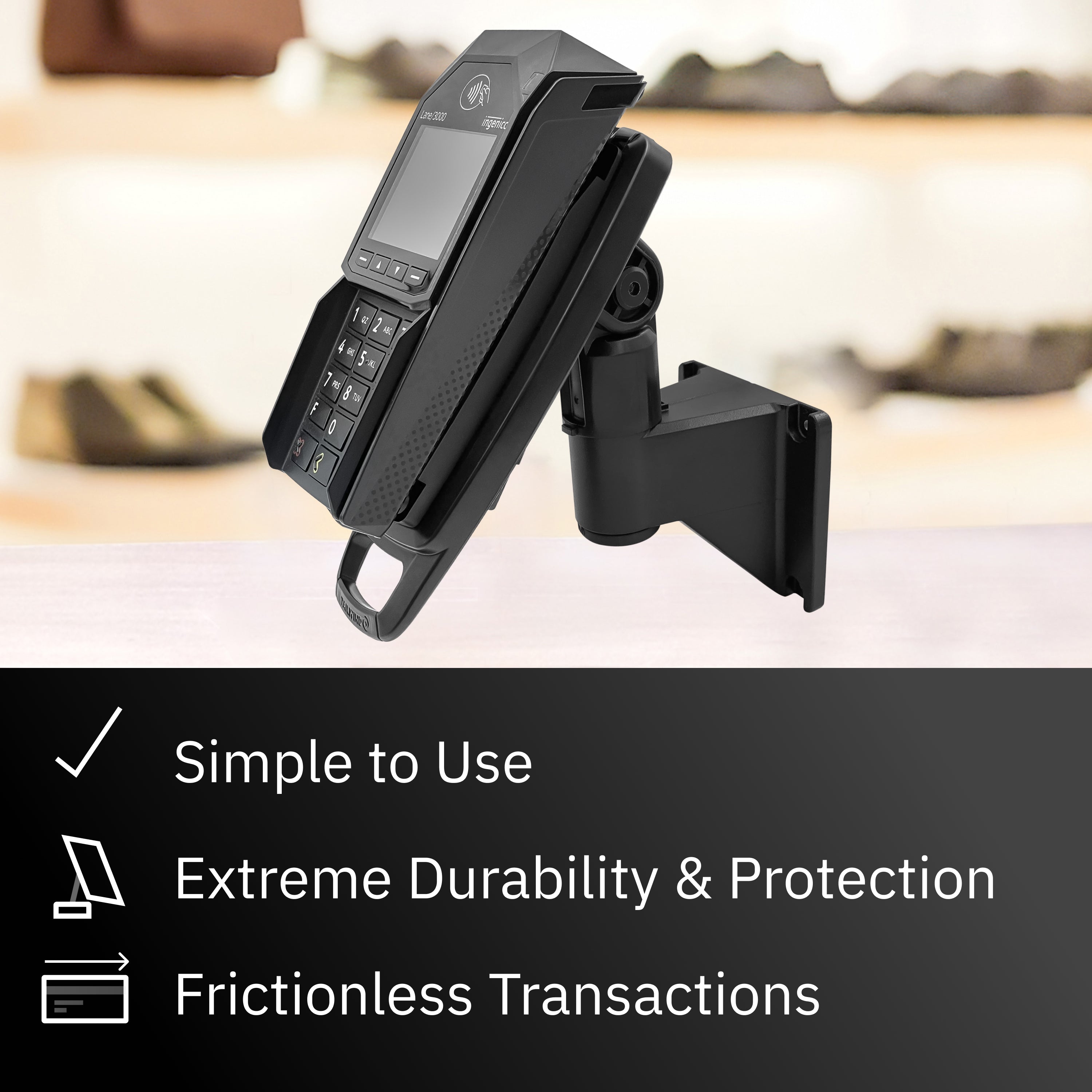 Ingenico Lane 3000 / 7000/ 8000 Key Locking Wall Mount Terminal Stand