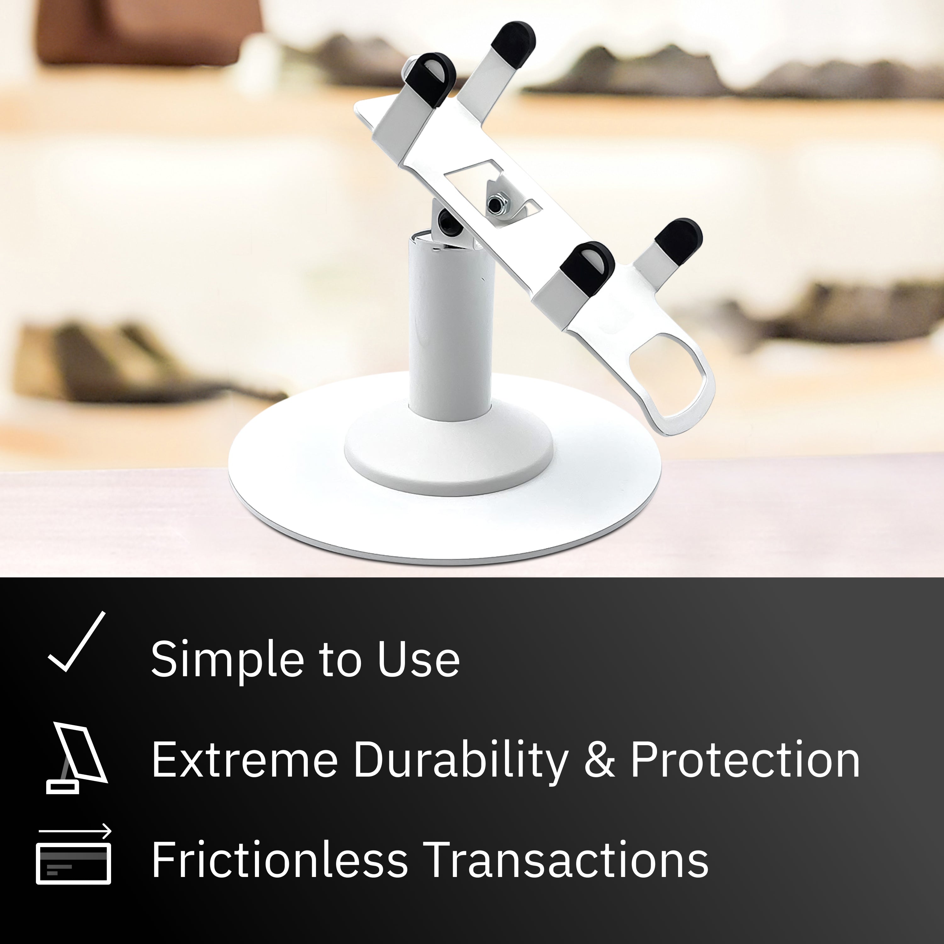 Valor Paytech VL100 Low Freestanding Swivel and Tilt Stand with Round Plate (White)