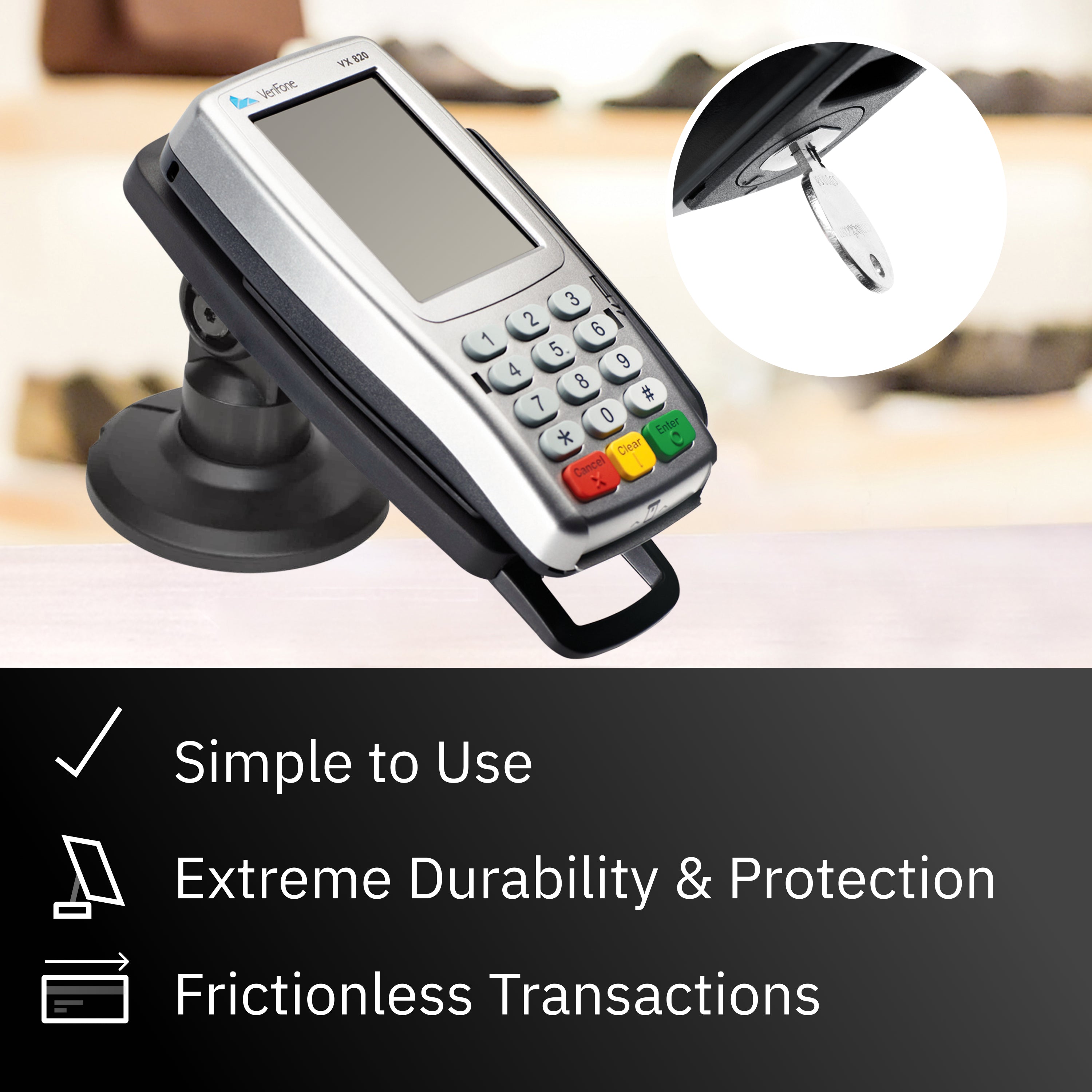 Verifone Vx820 3" Key Locking Compact Pole Mount Stand - Discontinued
