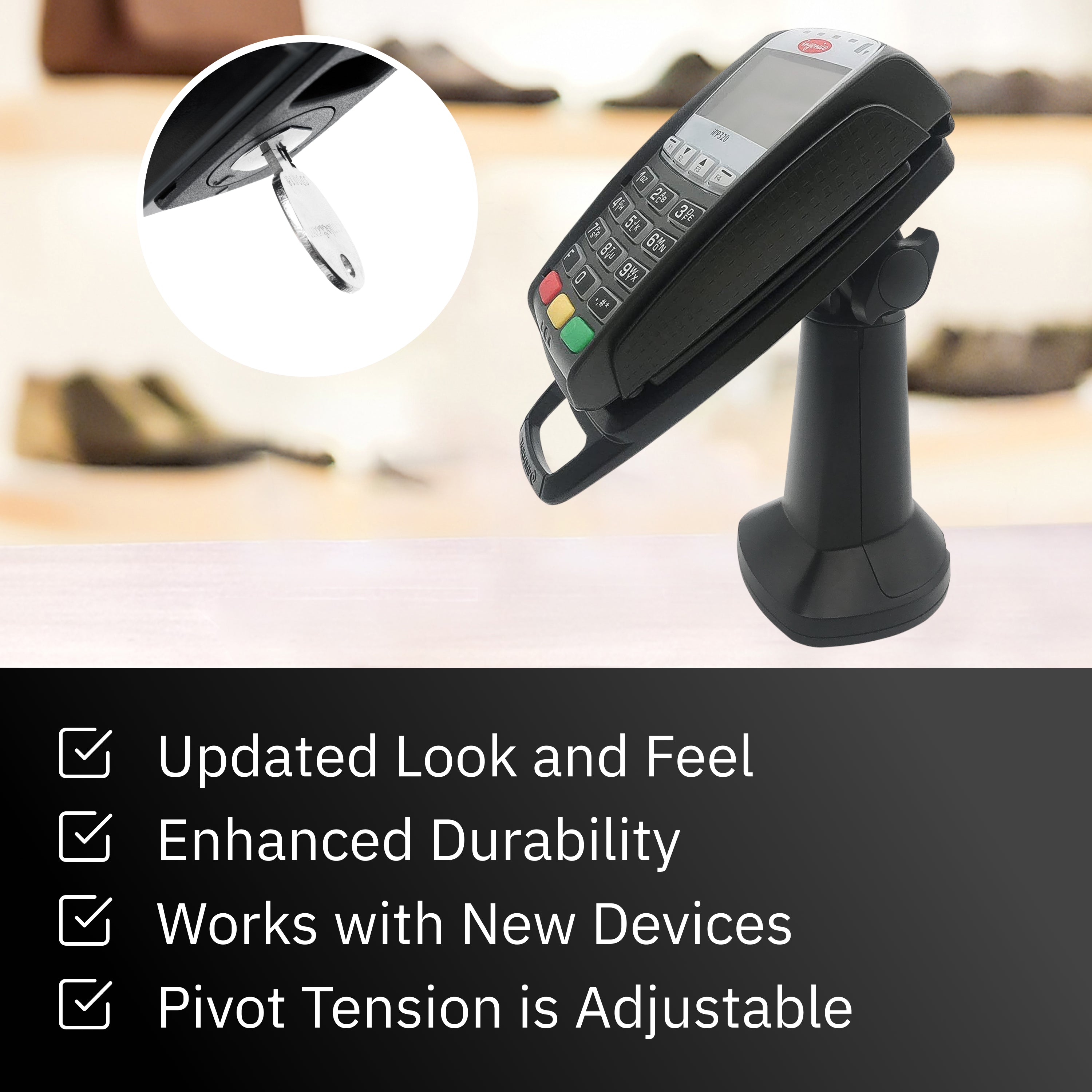 Ingenico iPP 320/iPP 350 7" Key Locking Pole Mount Stand