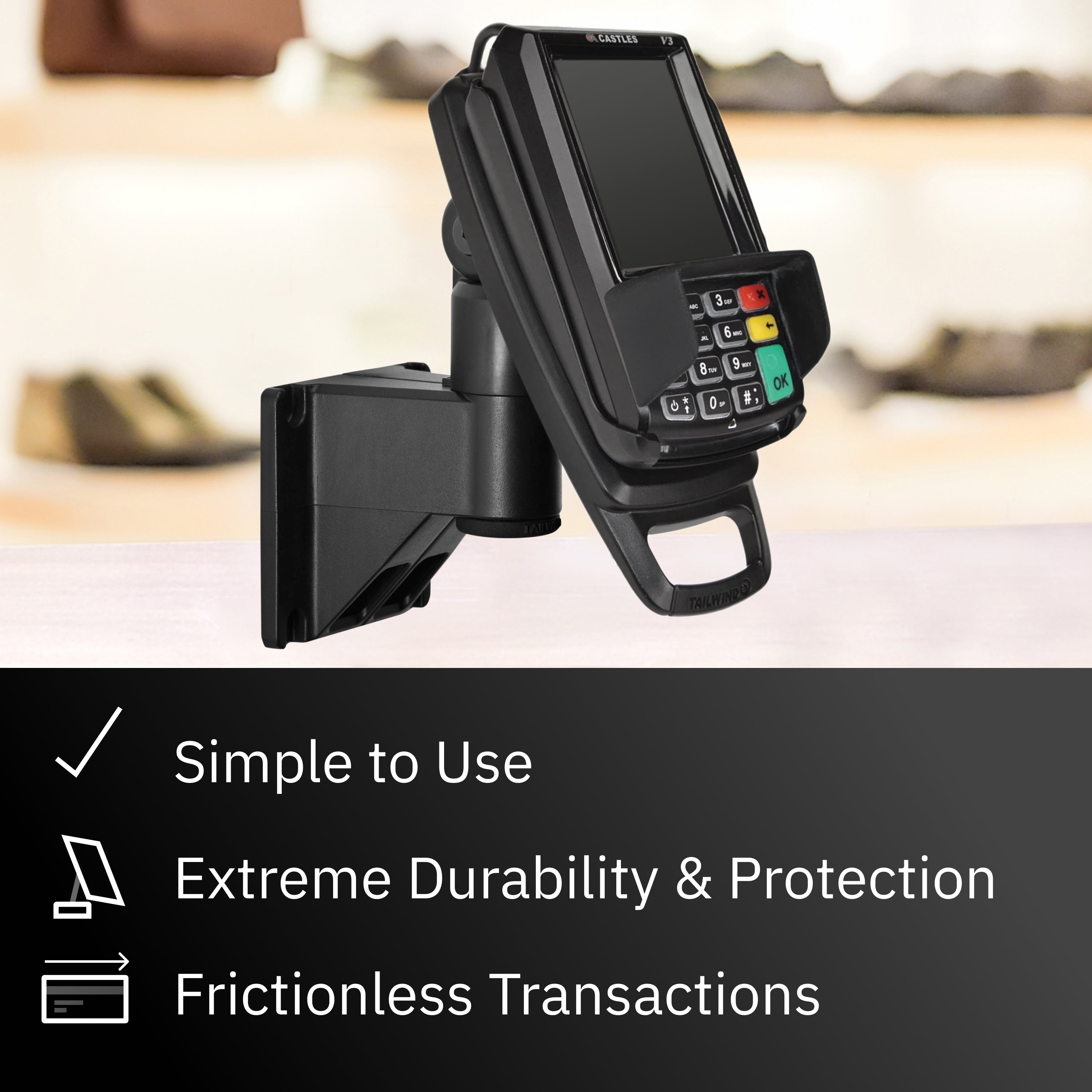 Dejavoo Z6 Key Locking Wall Mount Terminal Stand for HW # v1.3