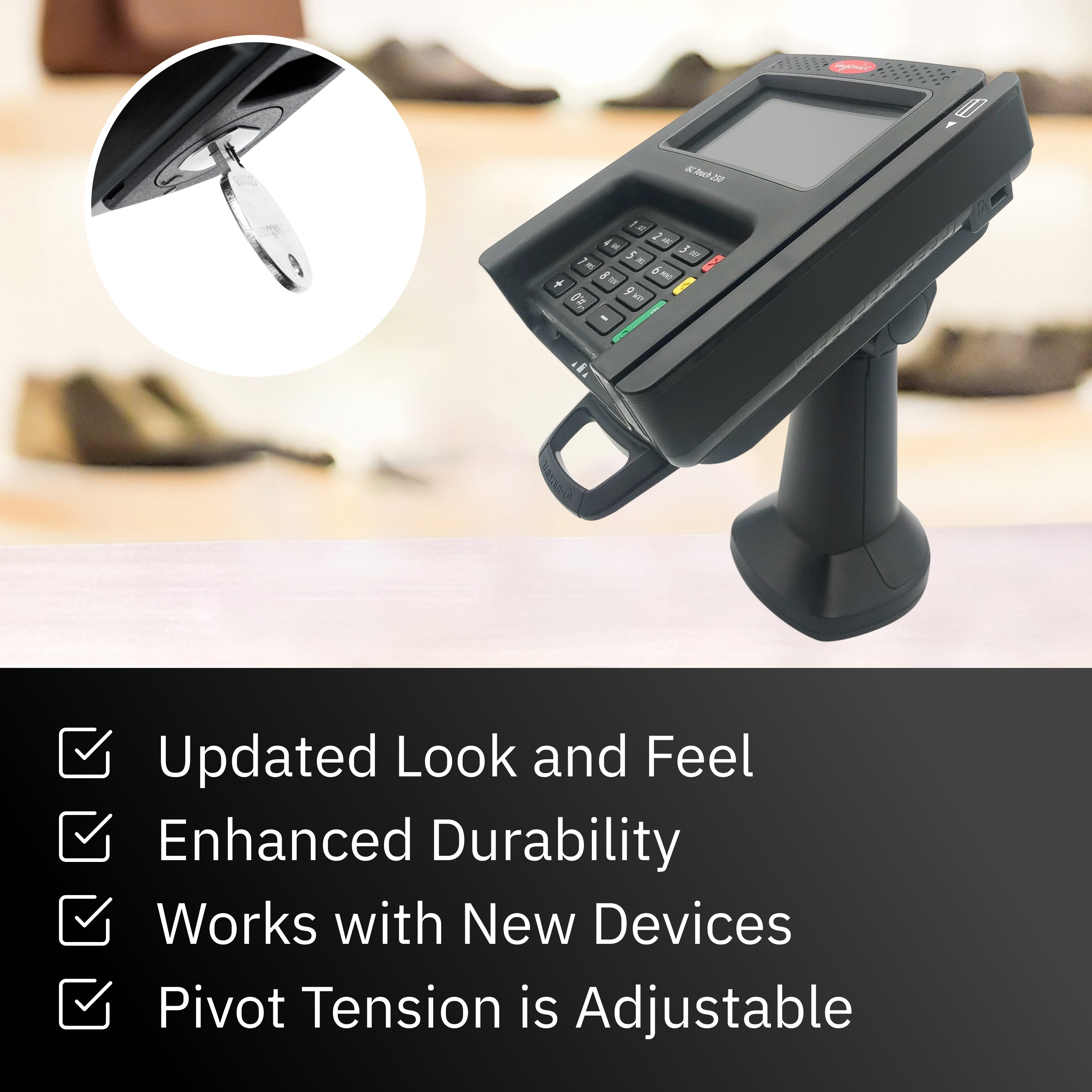 Ingenico ISC 250 7" Key Locking Pole Mount Stand