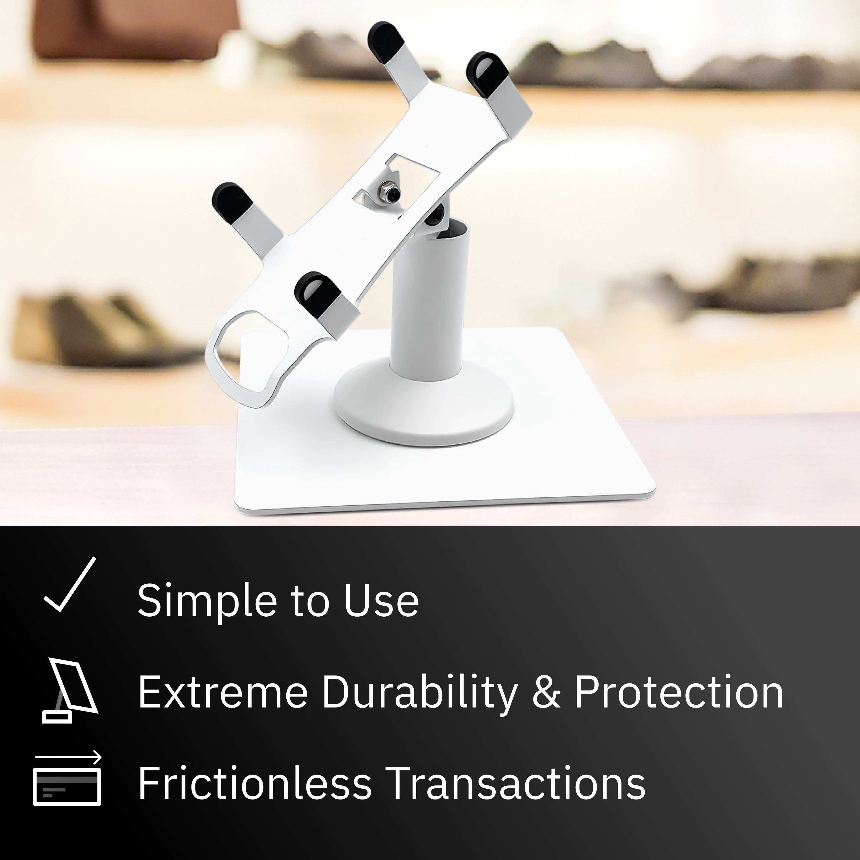 Valor Paytech VL100 Low Freestanding Swivel and Tilt Stand with Square Plate (White)