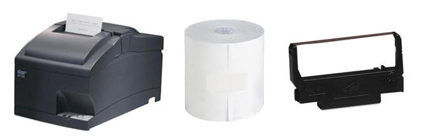 New Star SP742ME Ethernet Kitchen Printer for Clover (39336532), 3" x 165" Bond Paper (50 Roll Case) and Star SP700 Printer Ink Ribbon Bundle